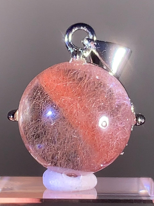 Top Quality Brazilian Pink Amphibole Quartz Pendant in S925 Sterling Silver