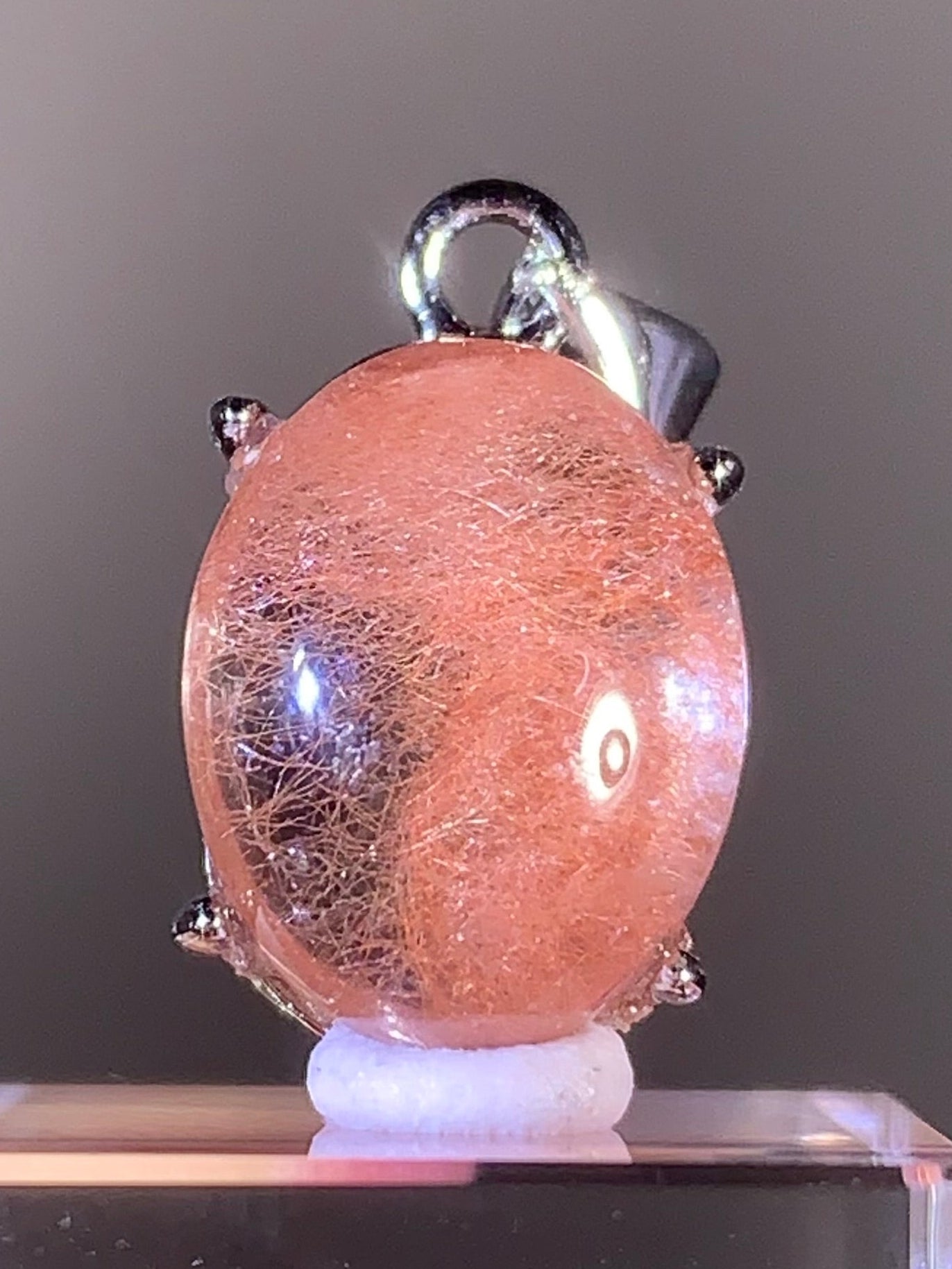 Top Quality Brazilian Pink Amphibole Quartz Pendant in S925 Sterling Silver