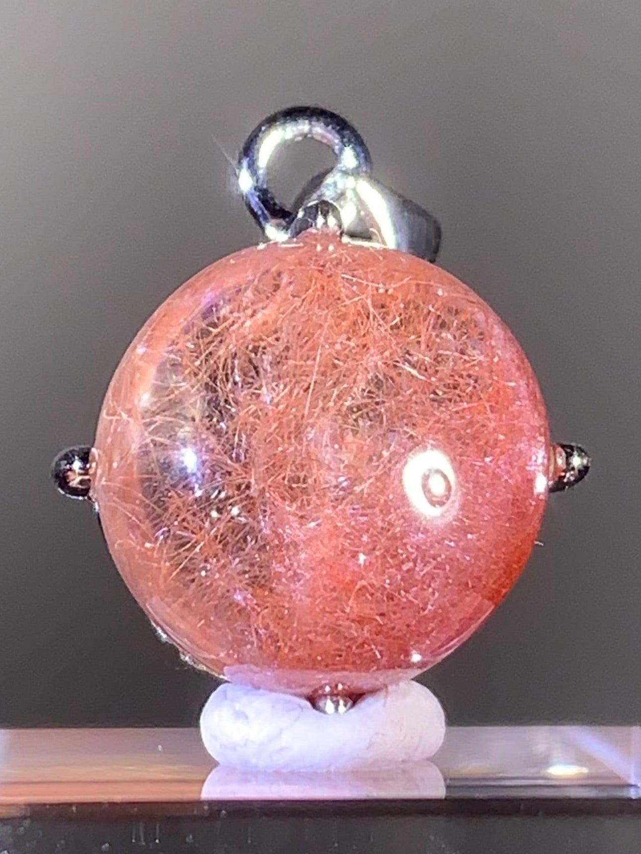 Top Quality Brazilian Pink Amphibole Quartz Pendant in S925 Sterling Silver