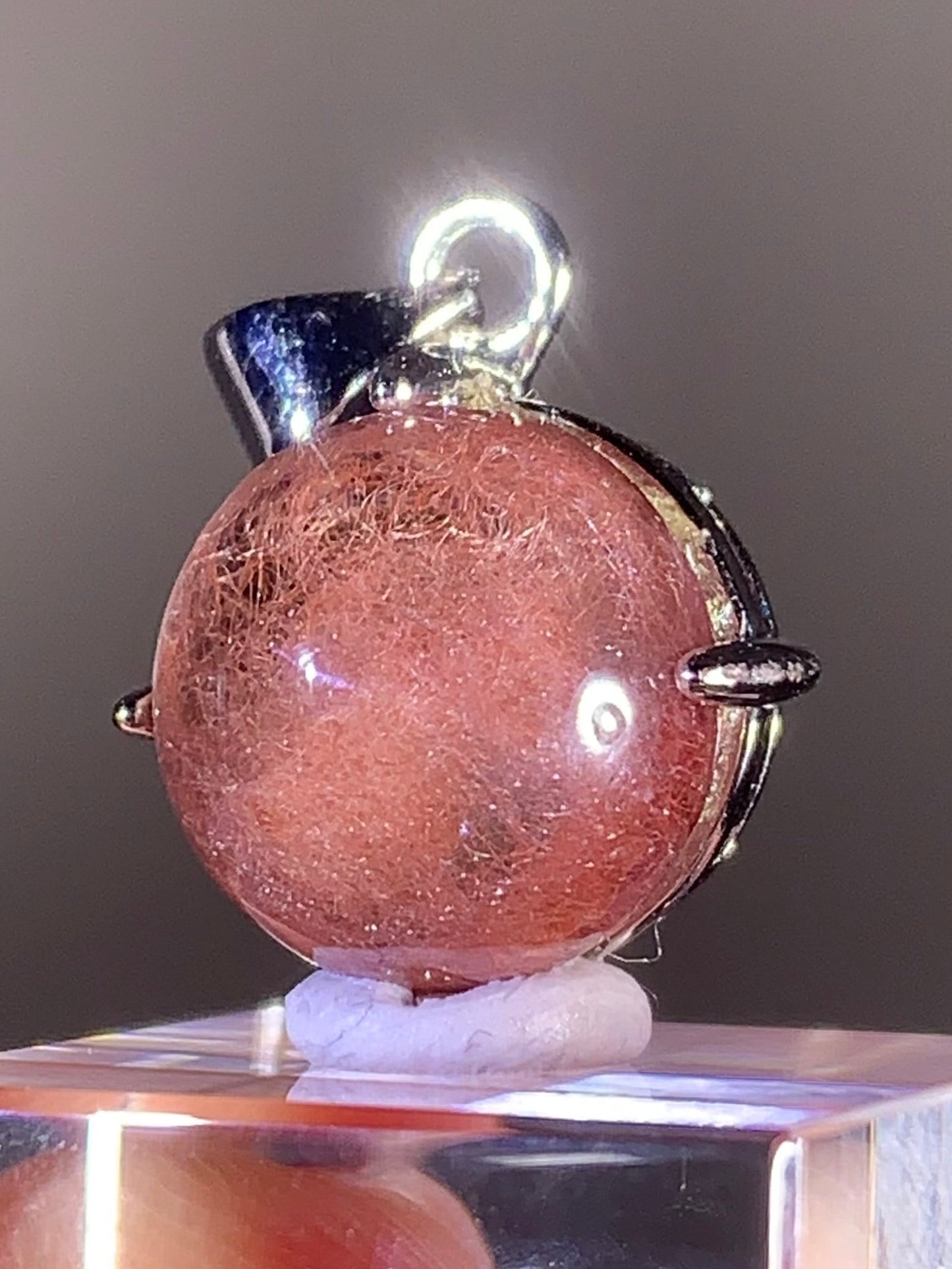 Top Quality Brazilian Pink Amphibole Quartz Pendant in S925 Sterling Silver