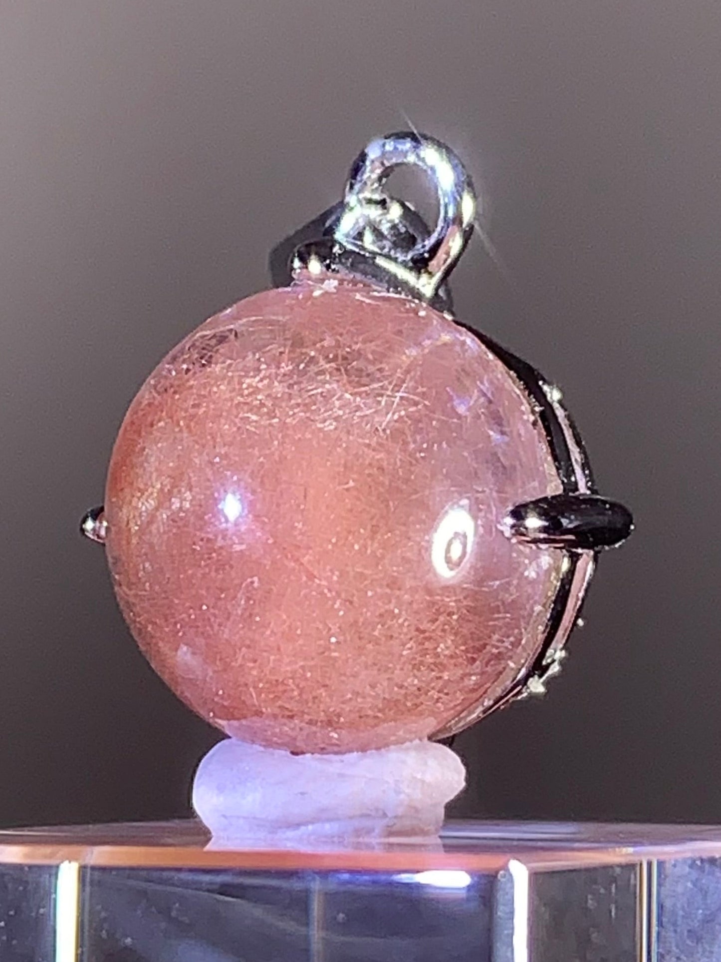 Top Quality Brazilian Pink Amphibole Quartz Pendant in S925 Sterling Silver