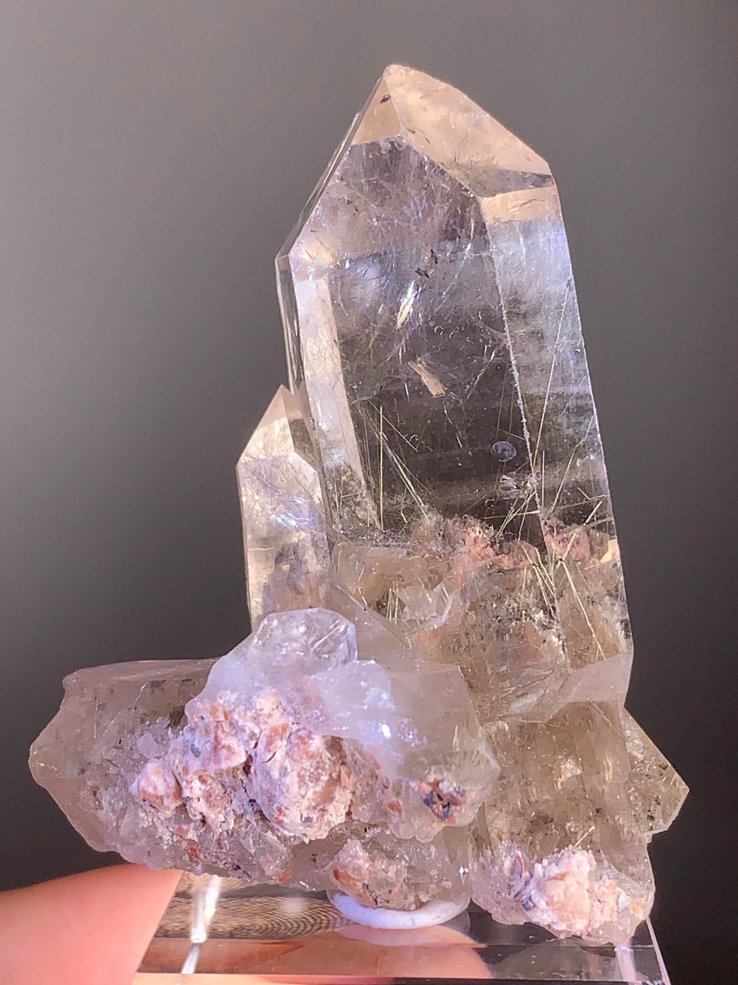 Gold Rutile in Smoky Quartz Raw Cluster from Brazil