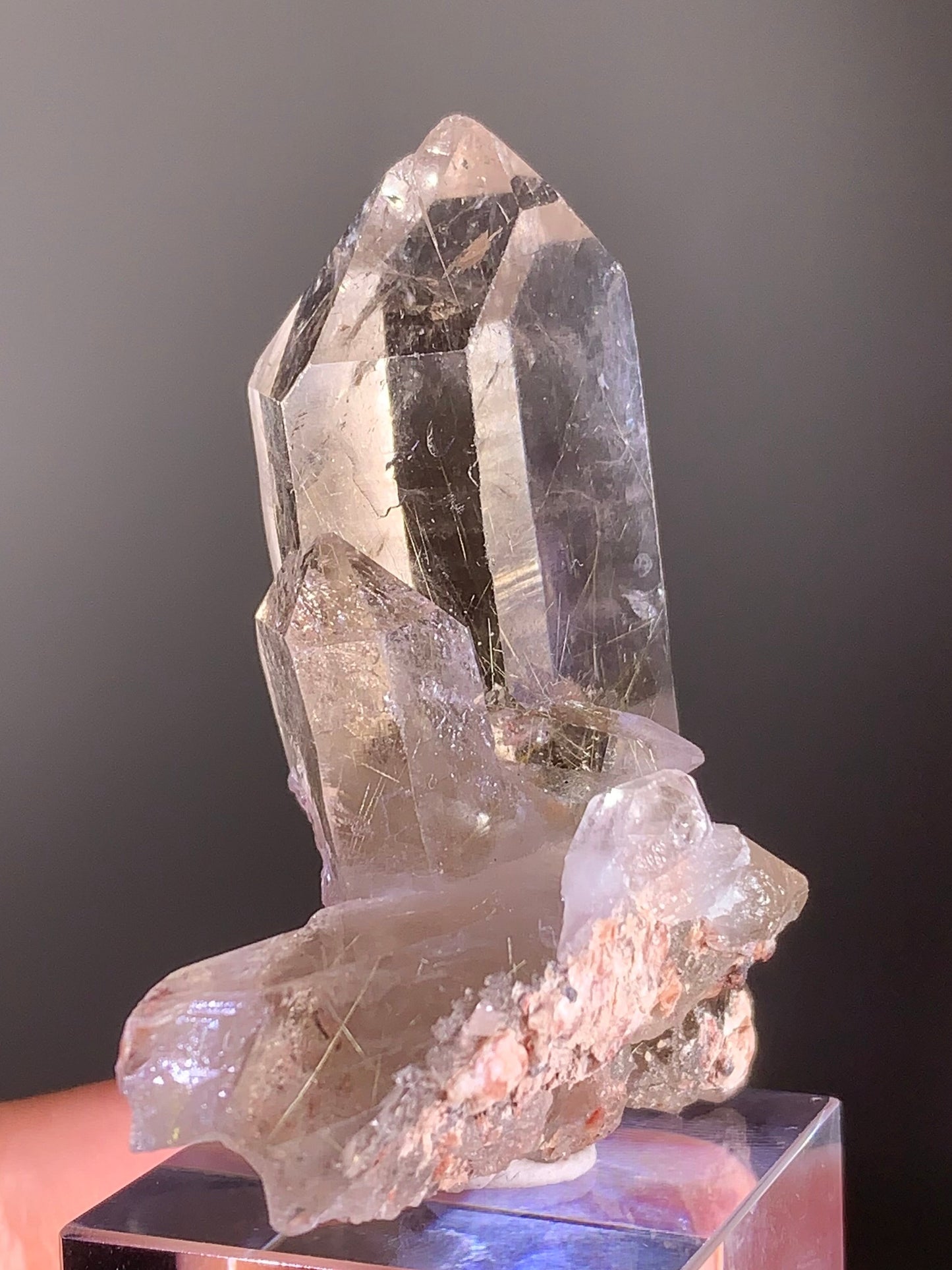Gold Rutile in Smoky Quartz Raw Cluster from Brazil