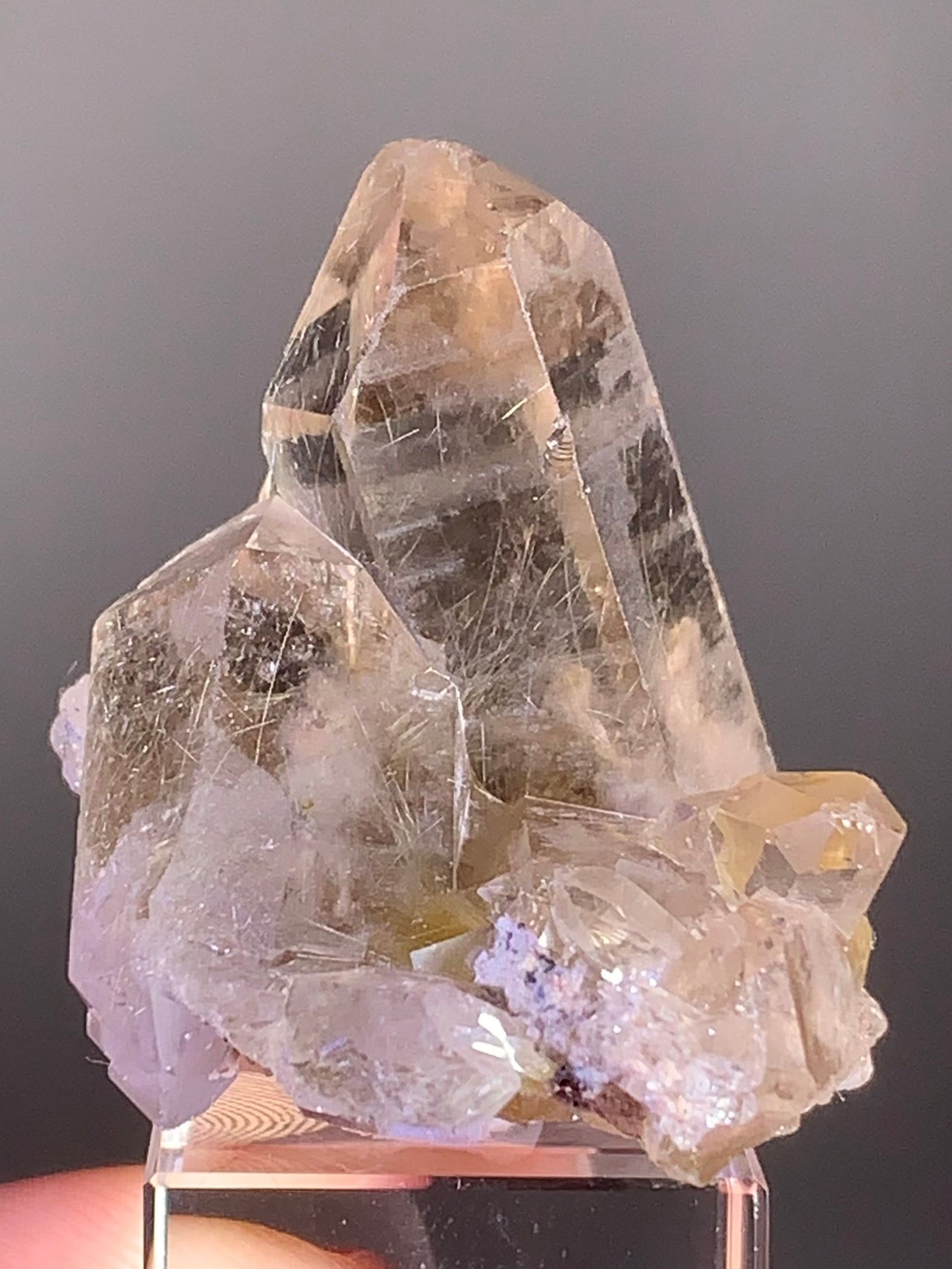 Gold Rutile in Smoky Quartz Raw Cluster from Brazil