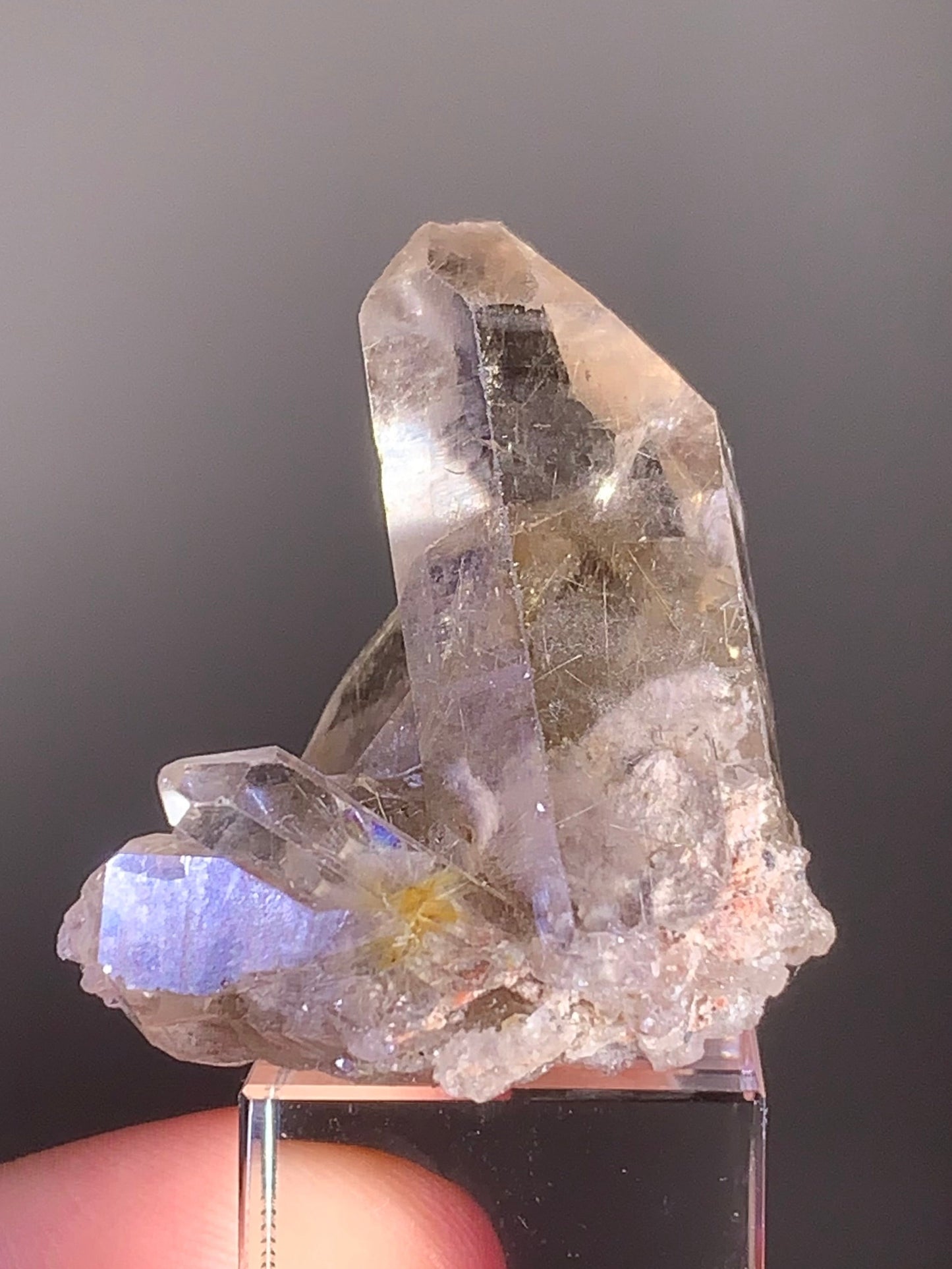 Gold Rutile in Smoky Quartz Raw Cluster from Brazil