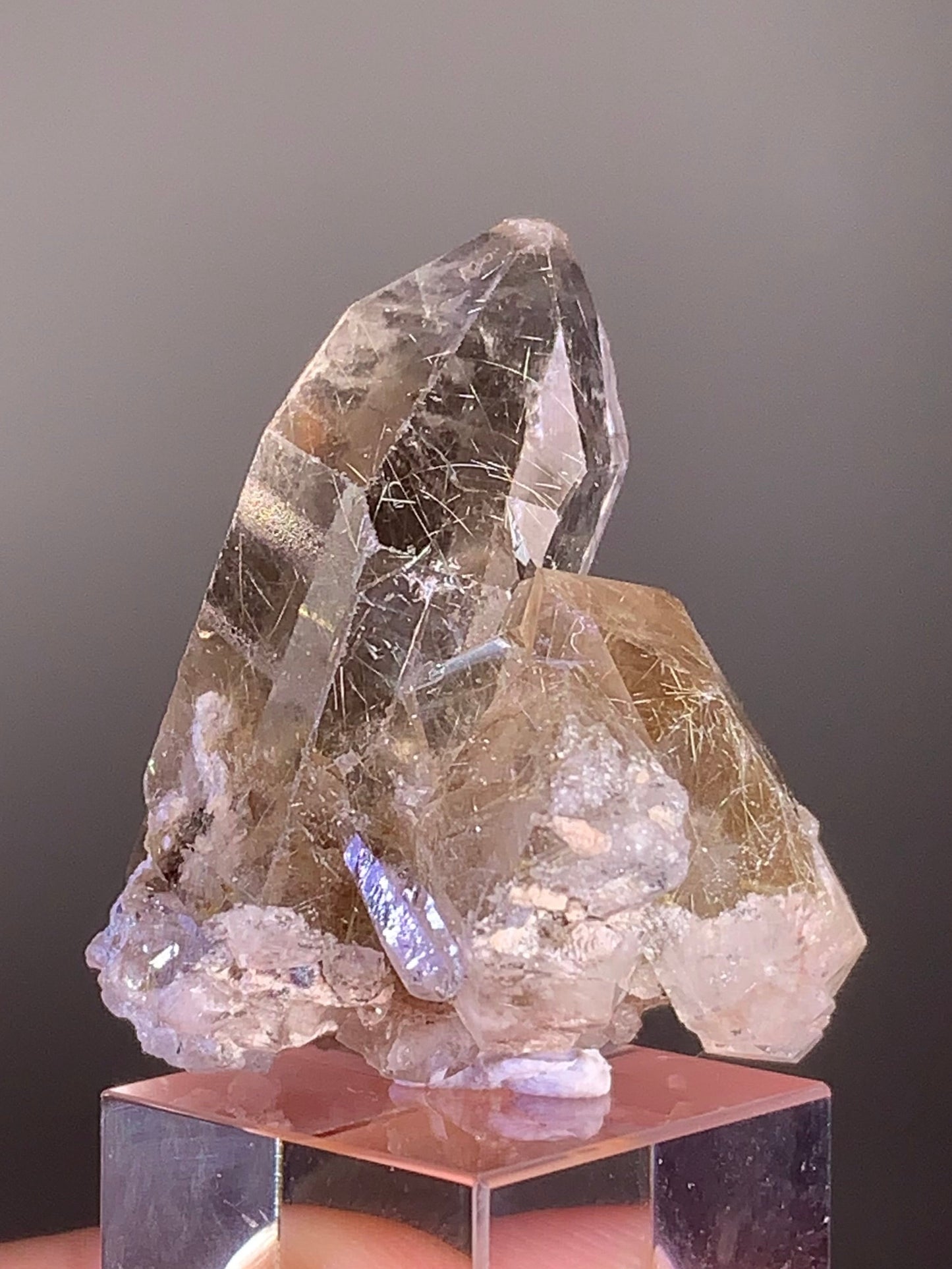 Gold Rutile in Smoky Quartz Raw Cluster from Brazil