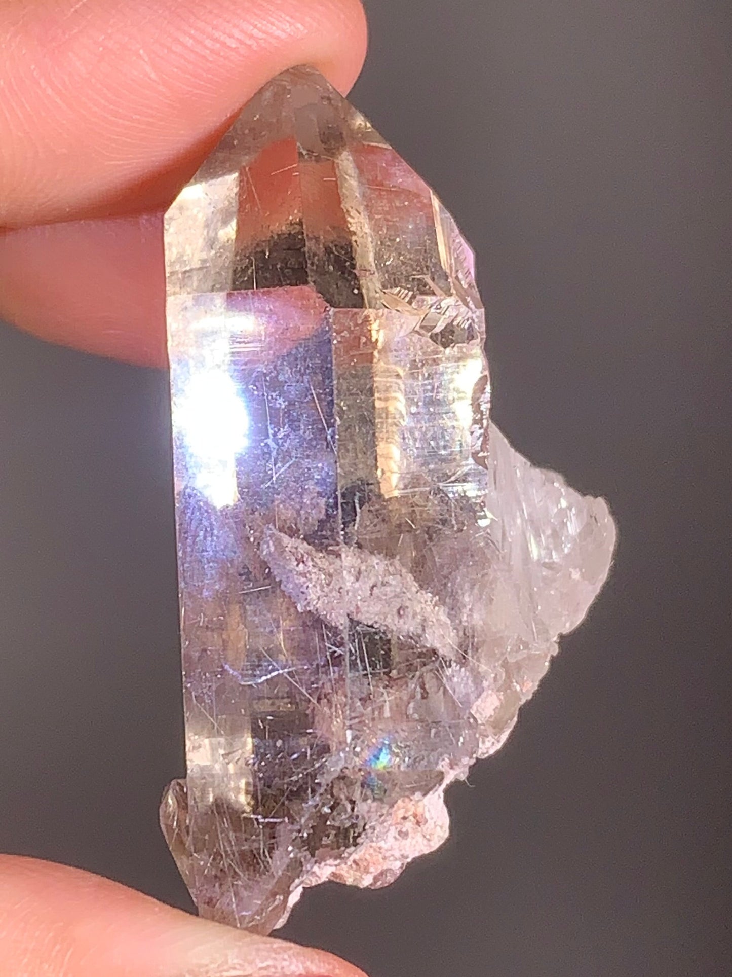Gold Rutile and Pink Lodolite in Smoky Quartz Raw Cluster from Brazil