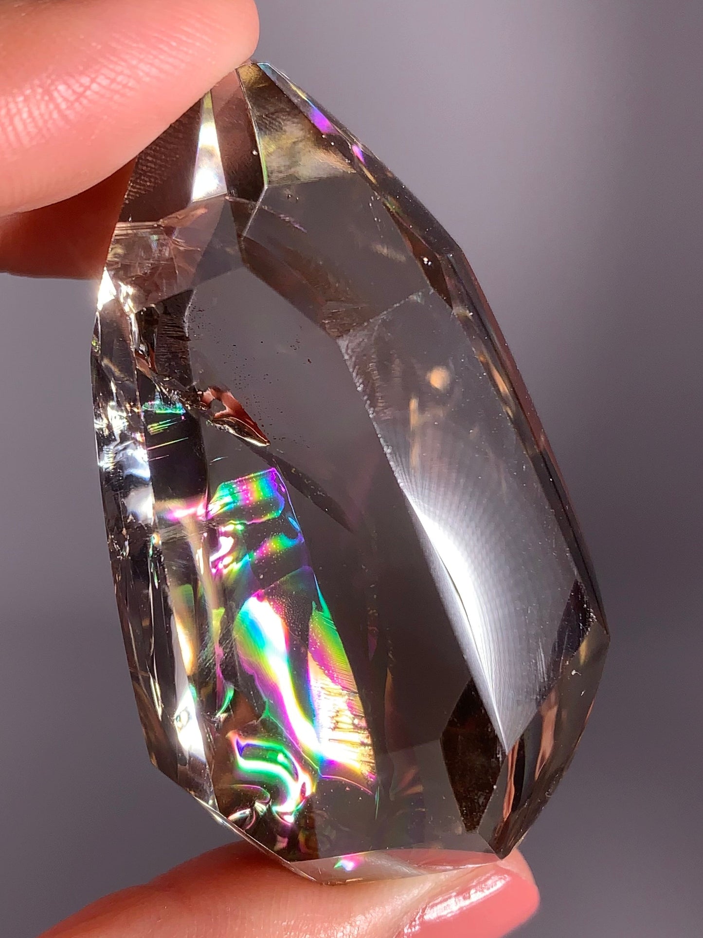 High-Quality Smoky Quartz Polished Freeform from Brazil with Natural Rainbows