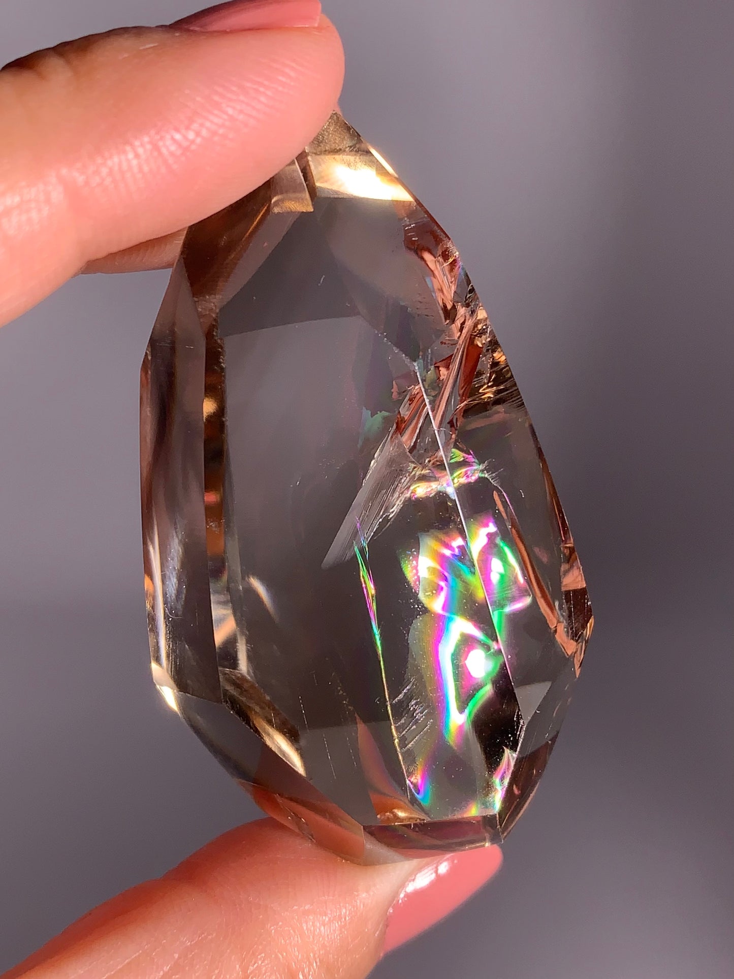 High-Quality Smoky Quartz Polished Freeform from Brazil with Natural Rainbows