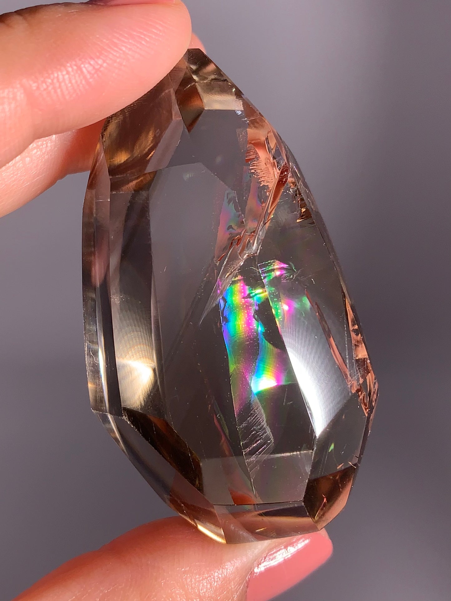 High-Quality Smoky Quartz Polished Freeform from Brazil with Natural Rainbows