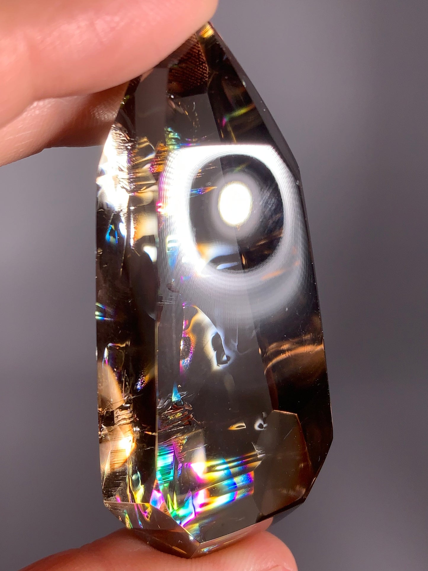High-Quality Smoky Quartz Polished Freeform from Brazil with Natural Rainbows