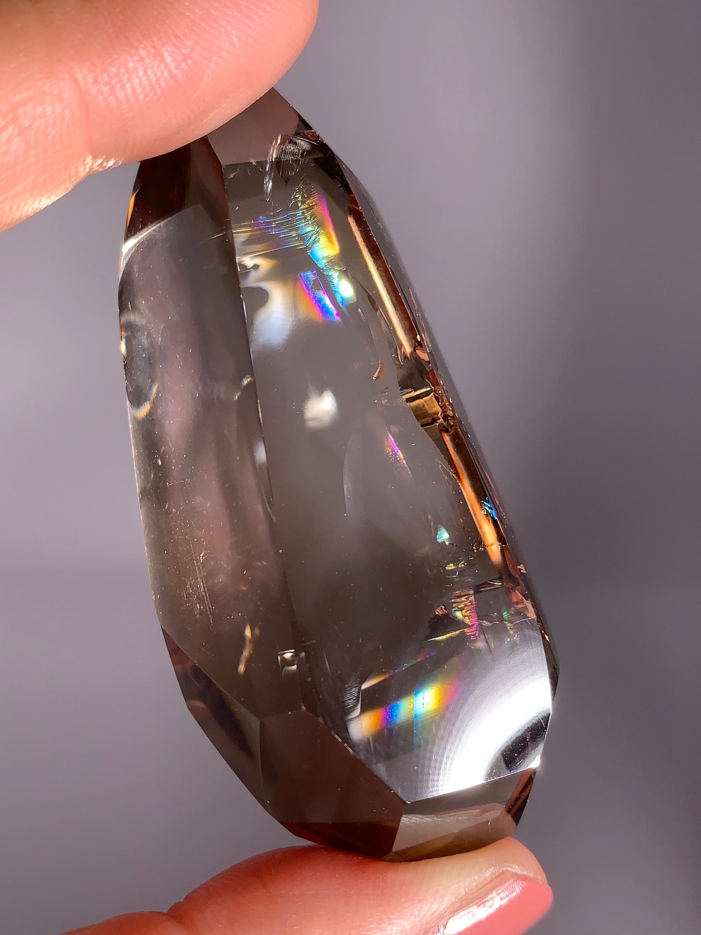 High-Quality Smoky Quartz Polished Freeform from Brazil with Natural Rainbows