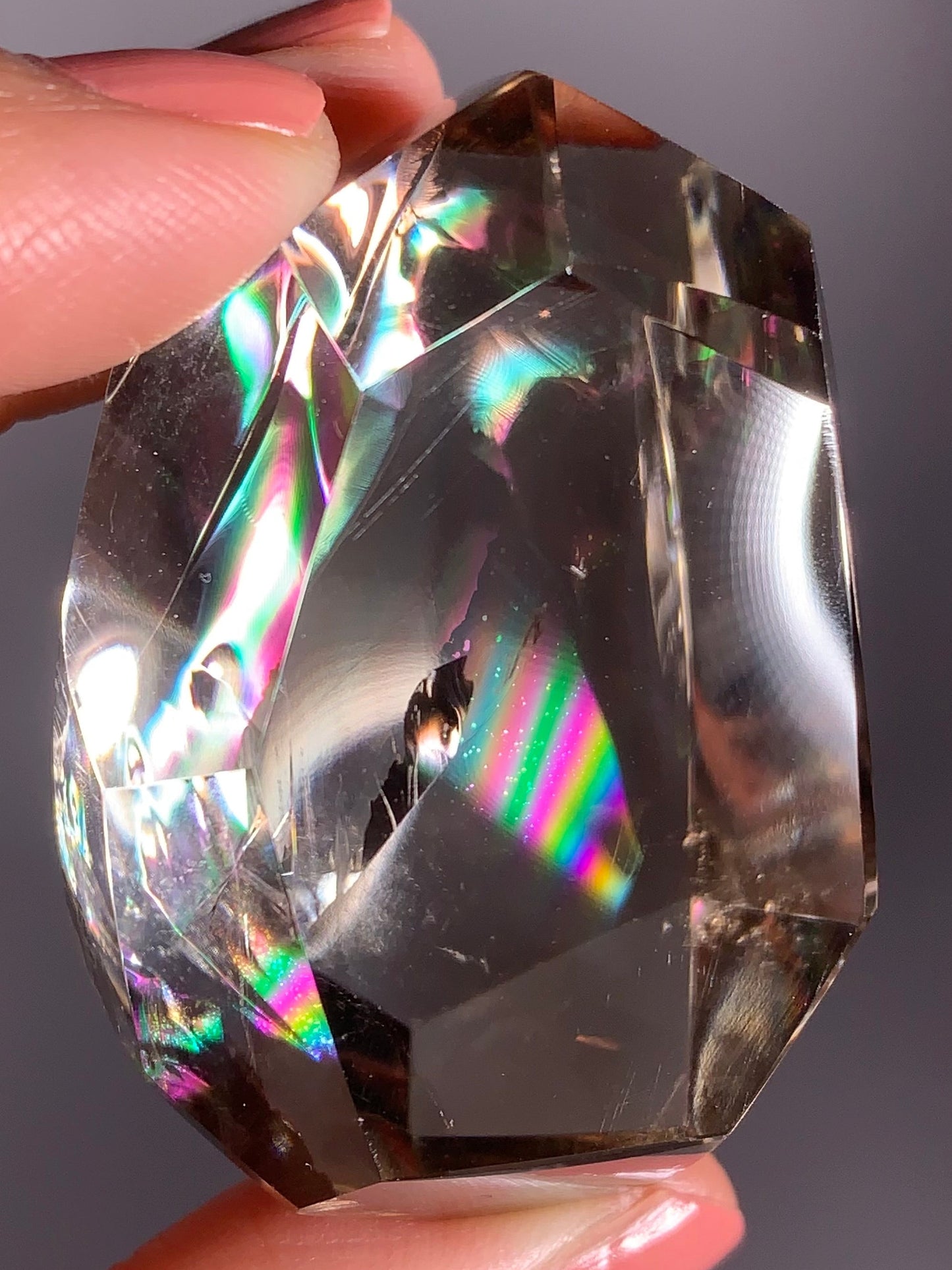 High-Quality Smoky Quartz Polished Freeform from Brazil with Natural Rainbows