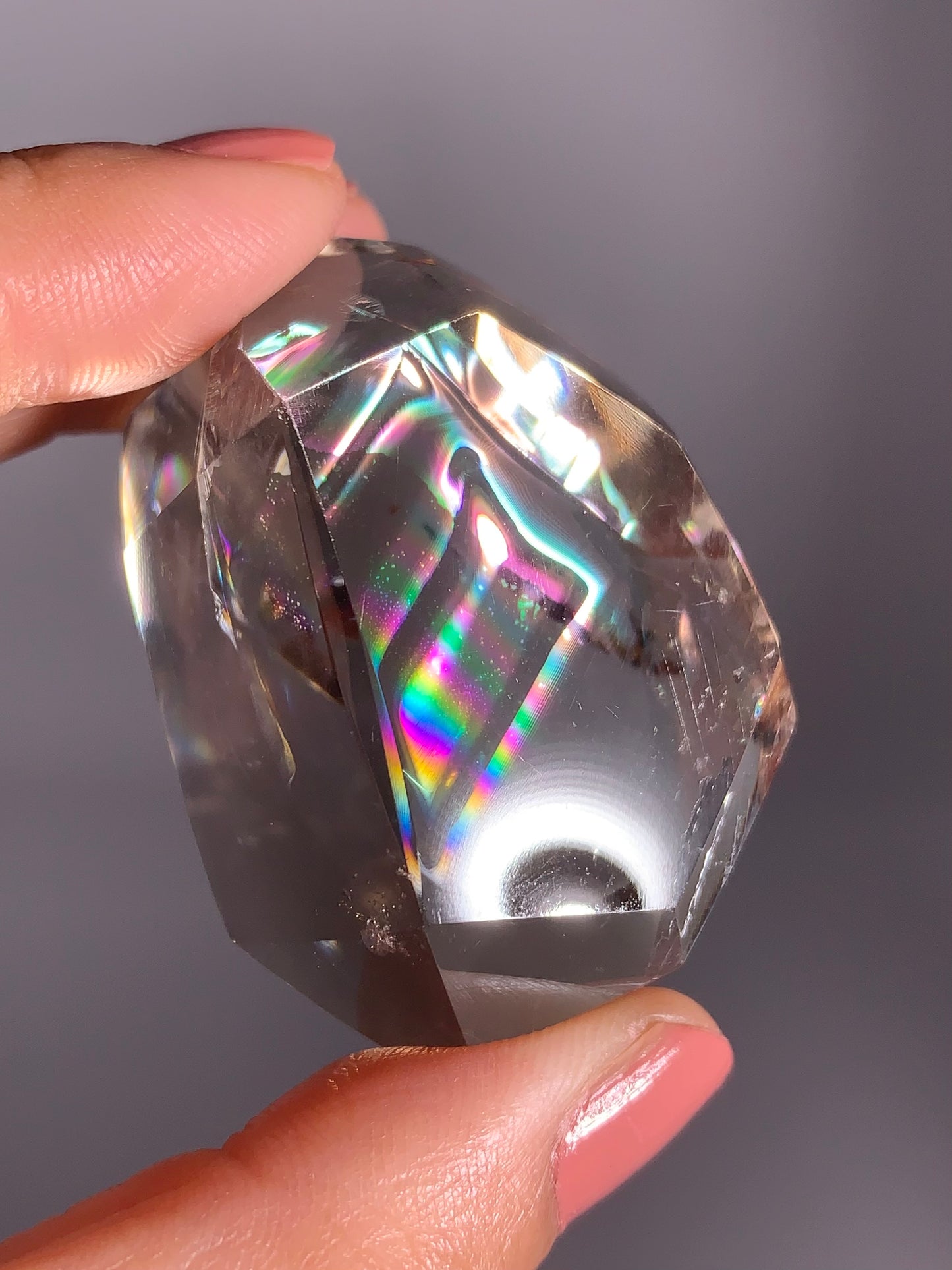 High-Quality Smoky Quartz Polished Freeform from Brazil with Natural Rainbows