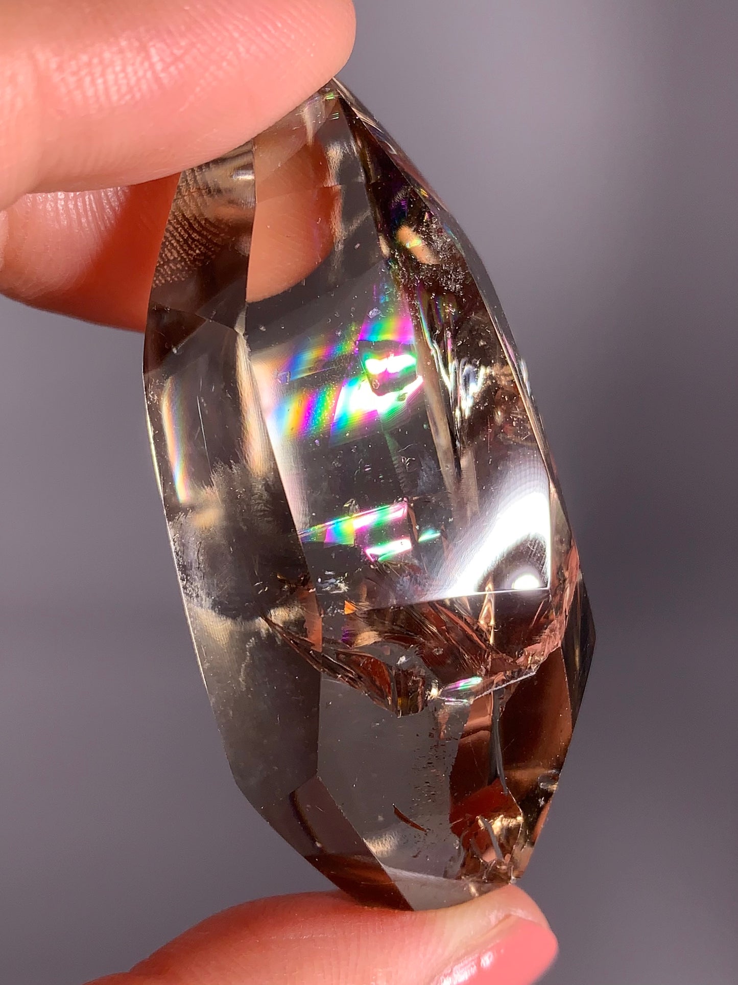 High-Quality Smoky Quartz Polished Freeform from Brazil with Natural Rainbows
