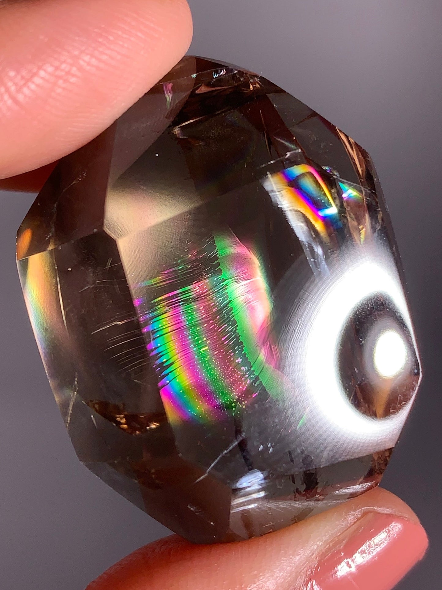 High-Quality Smoky Quartz Polished Freeform from Brazil with Natural Rainbows
