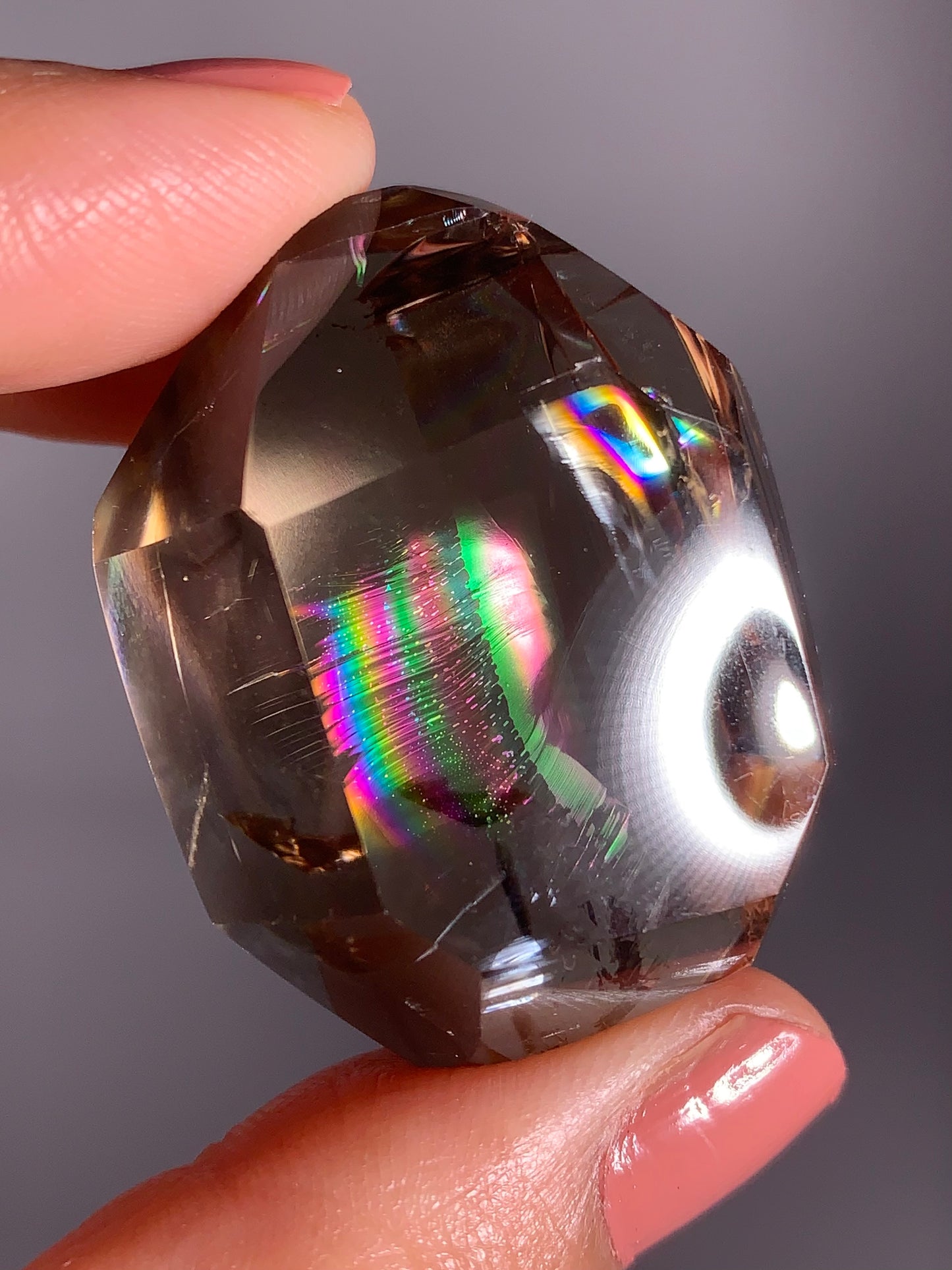 High-Quality Smoky Quartz Polished Freeform from Brazil with Natural Rainbows