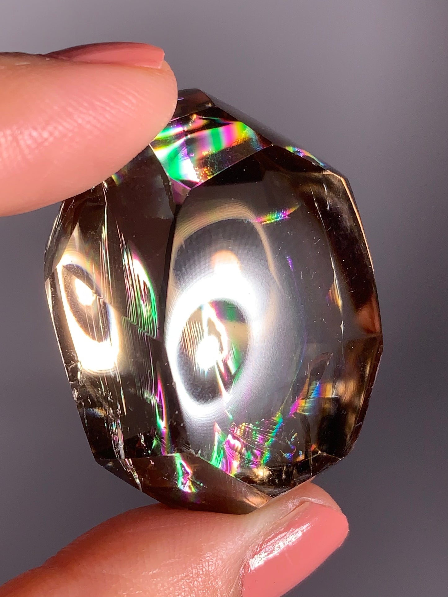High-Quality Smoky Quartz Polished Freeform from Brazil with Natural Rainbows