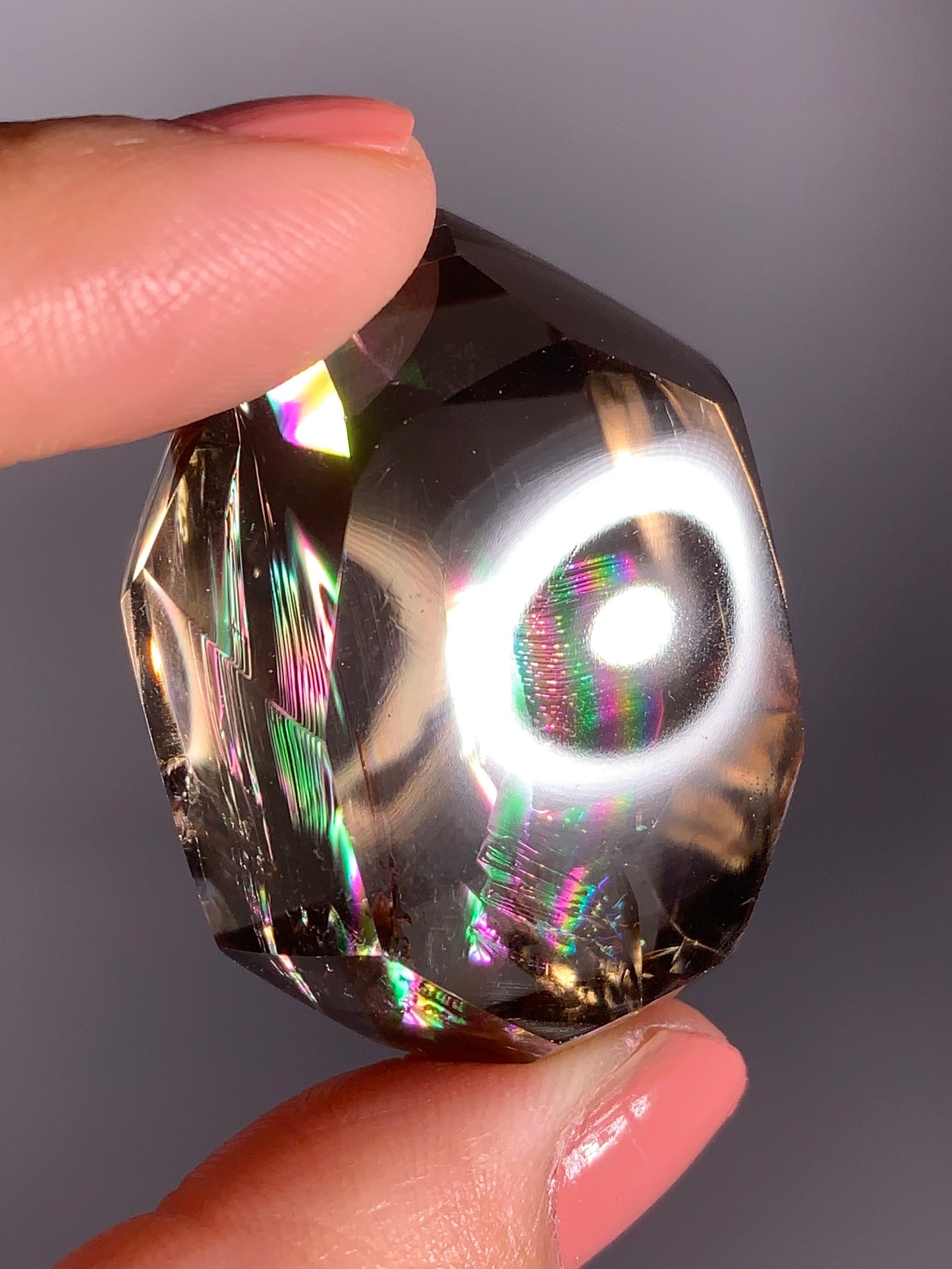 High-Quality Smoky Quartz Polished Freeform from Brazil with Natural Rainbows