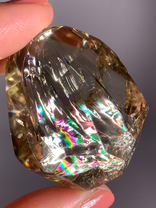 High-Quality Citrine Quartz Polished Freeform from Brazil with Natural Rainbows