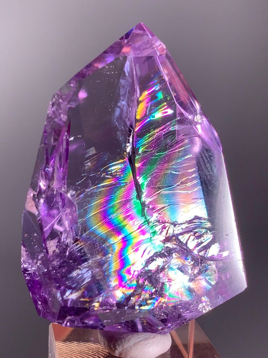High-Quality Gem Crystal Amethyst Freeform with Natural Rainbow from Brazil