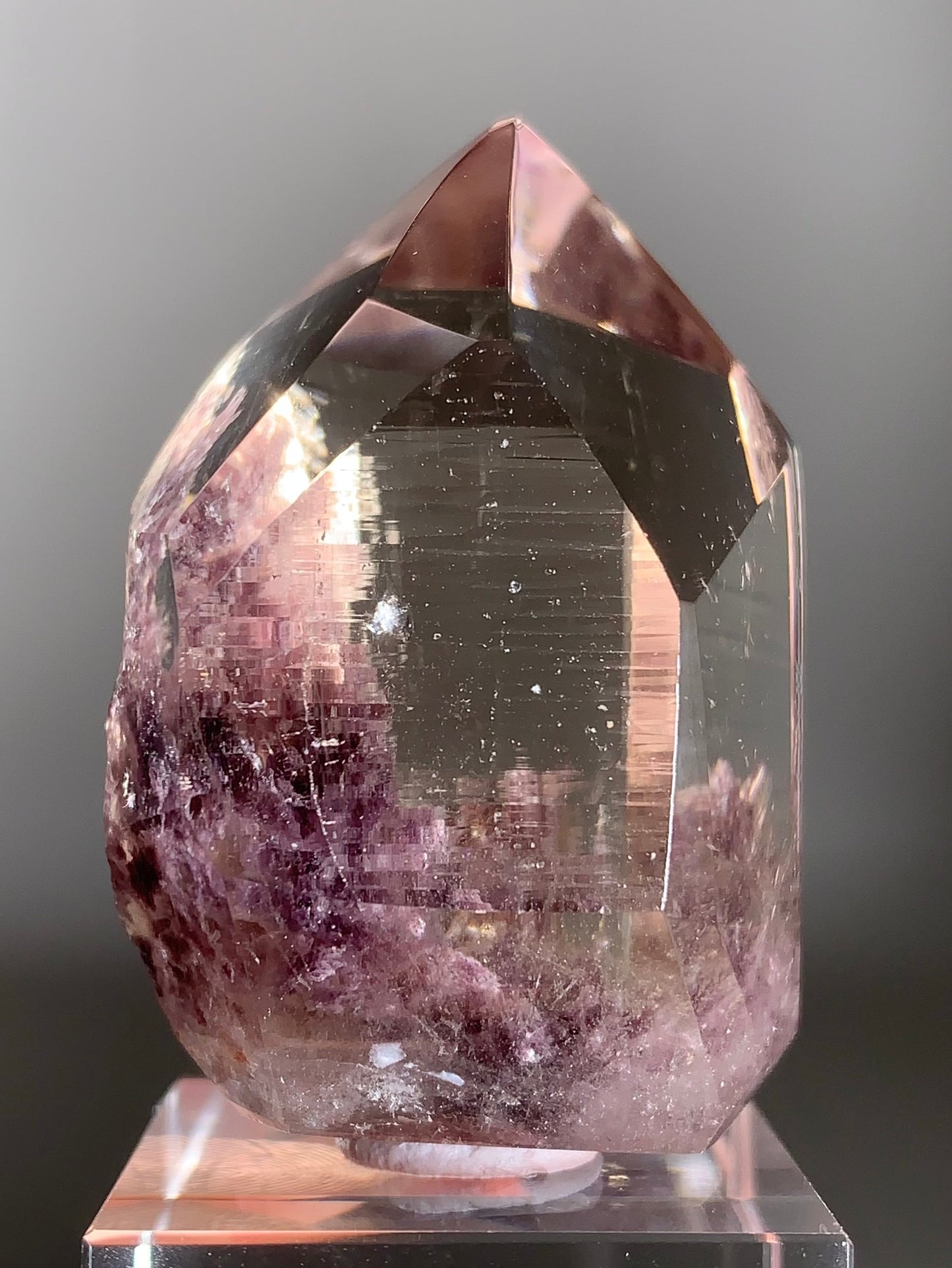Rare Top Grade Lepidolite in Quartz Point Tower – Semi Polished Crystal from Madagascar