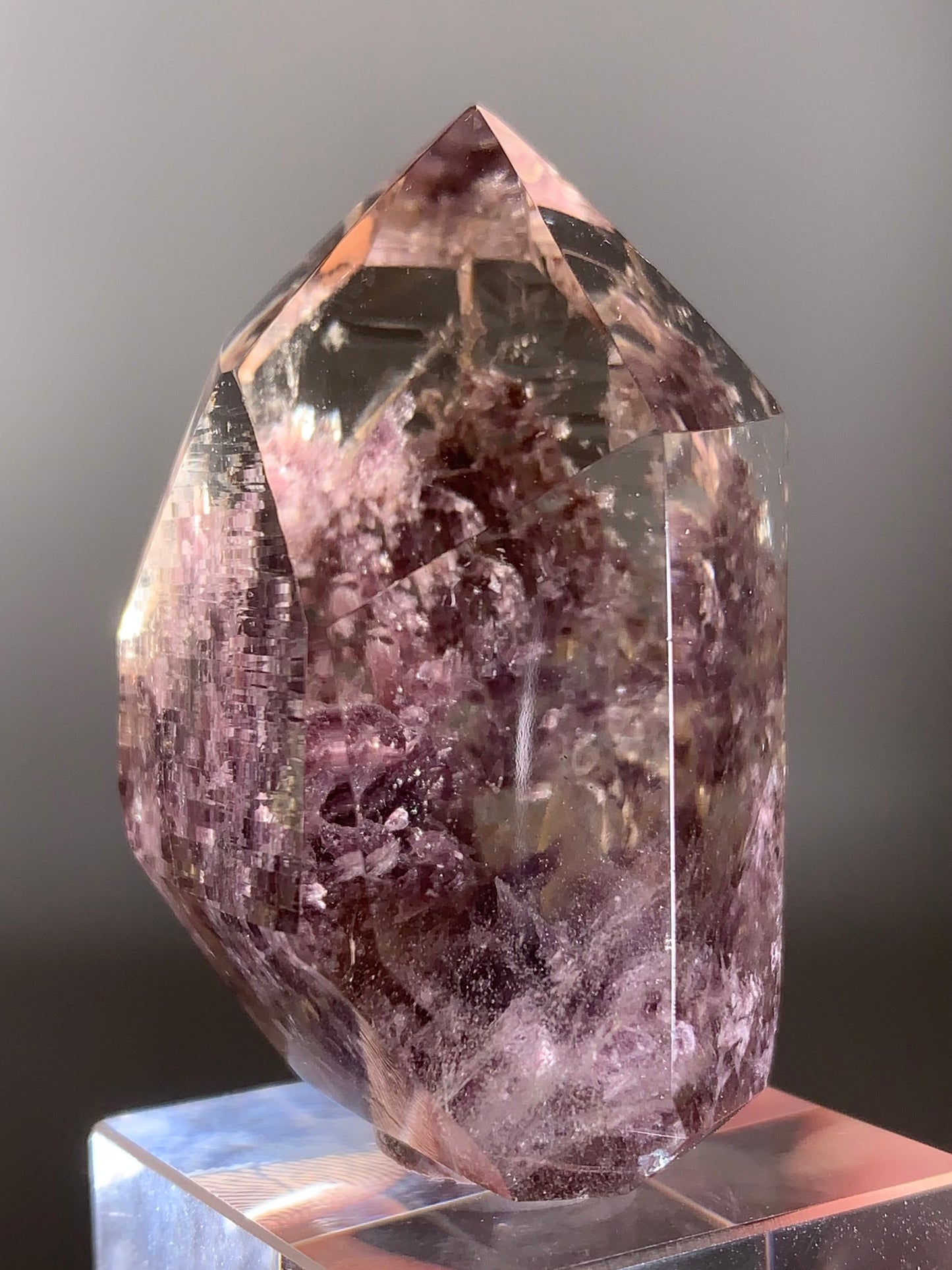 Rare Top Grade Lepidolite in Quartz Point Tower – Semi Polished Crystal from Madagascar