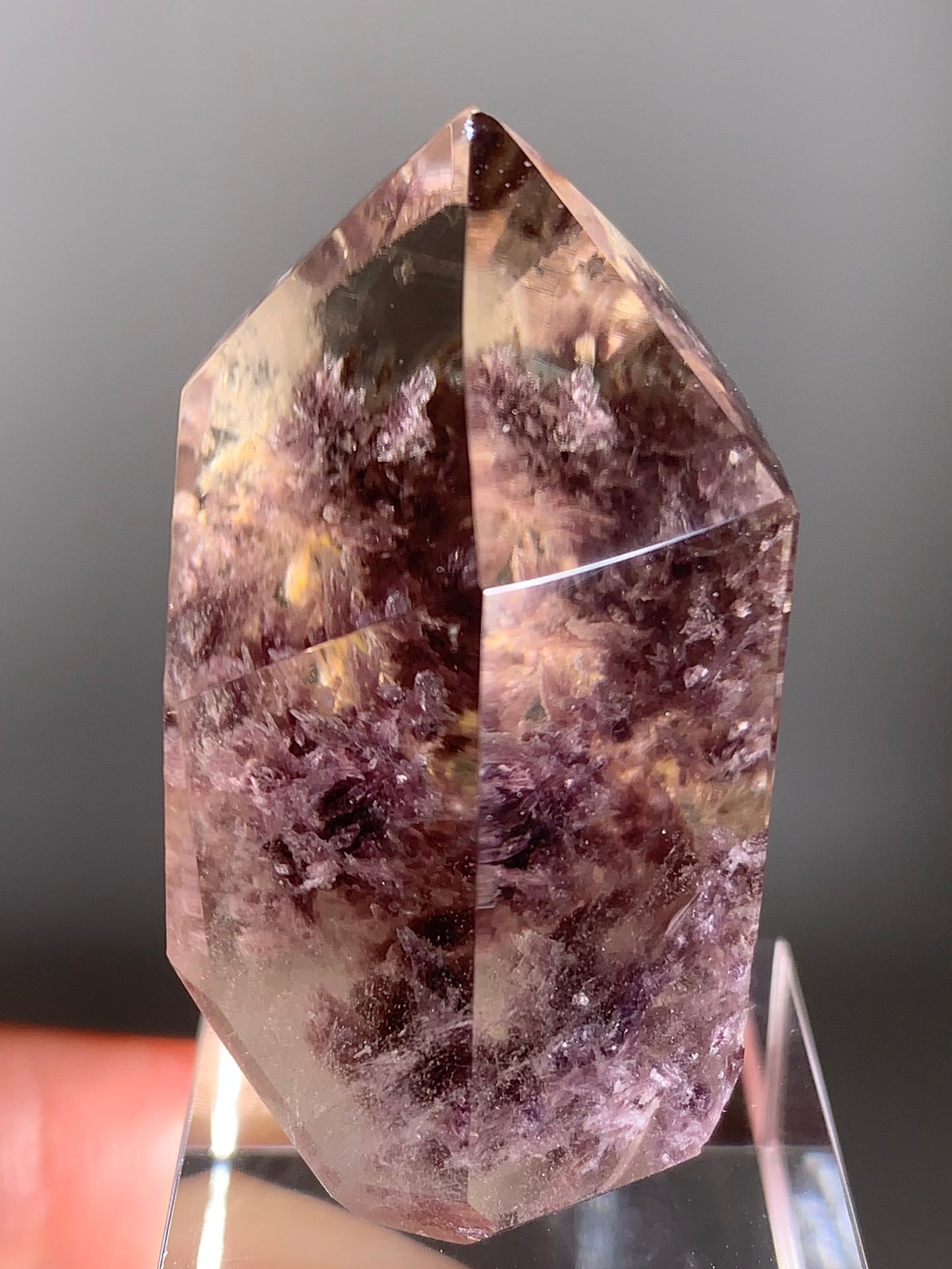 Rare Top Grade Lepidolite in Quartz Point Tower – Semi Polished Crystal from Madagascar
