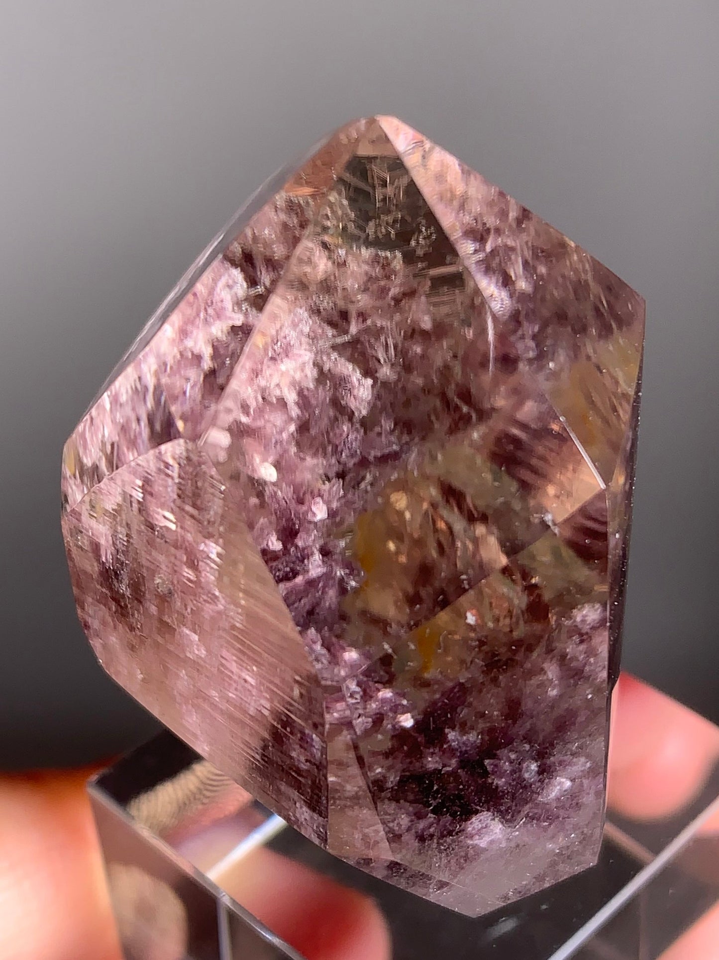 Rare Top Grade Lepidolite in Quartz Point Tower – Semi Polished Crystal from Madagascar