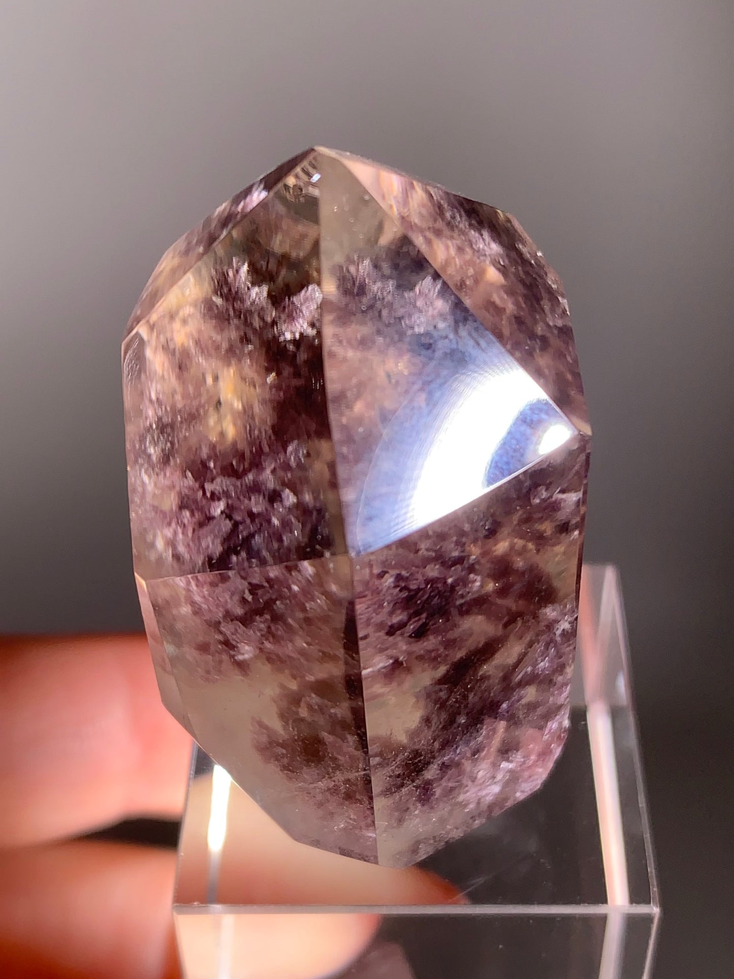 Rare Top Grade Lepidolite in Quartz Point Tower – Semi Polished Crystal from Madagascar