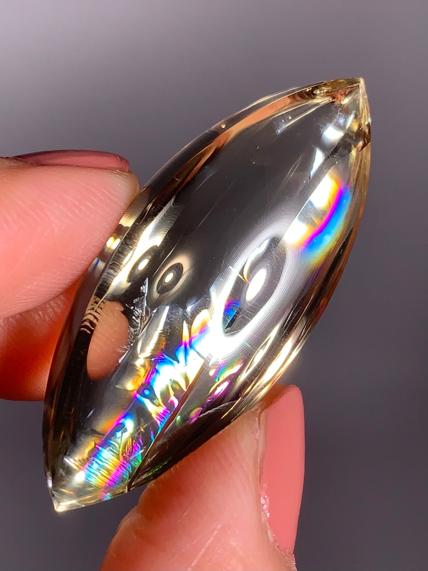 High-Quality Citrine Quartz Marquise Shape from Brazil with Natural Rainbows