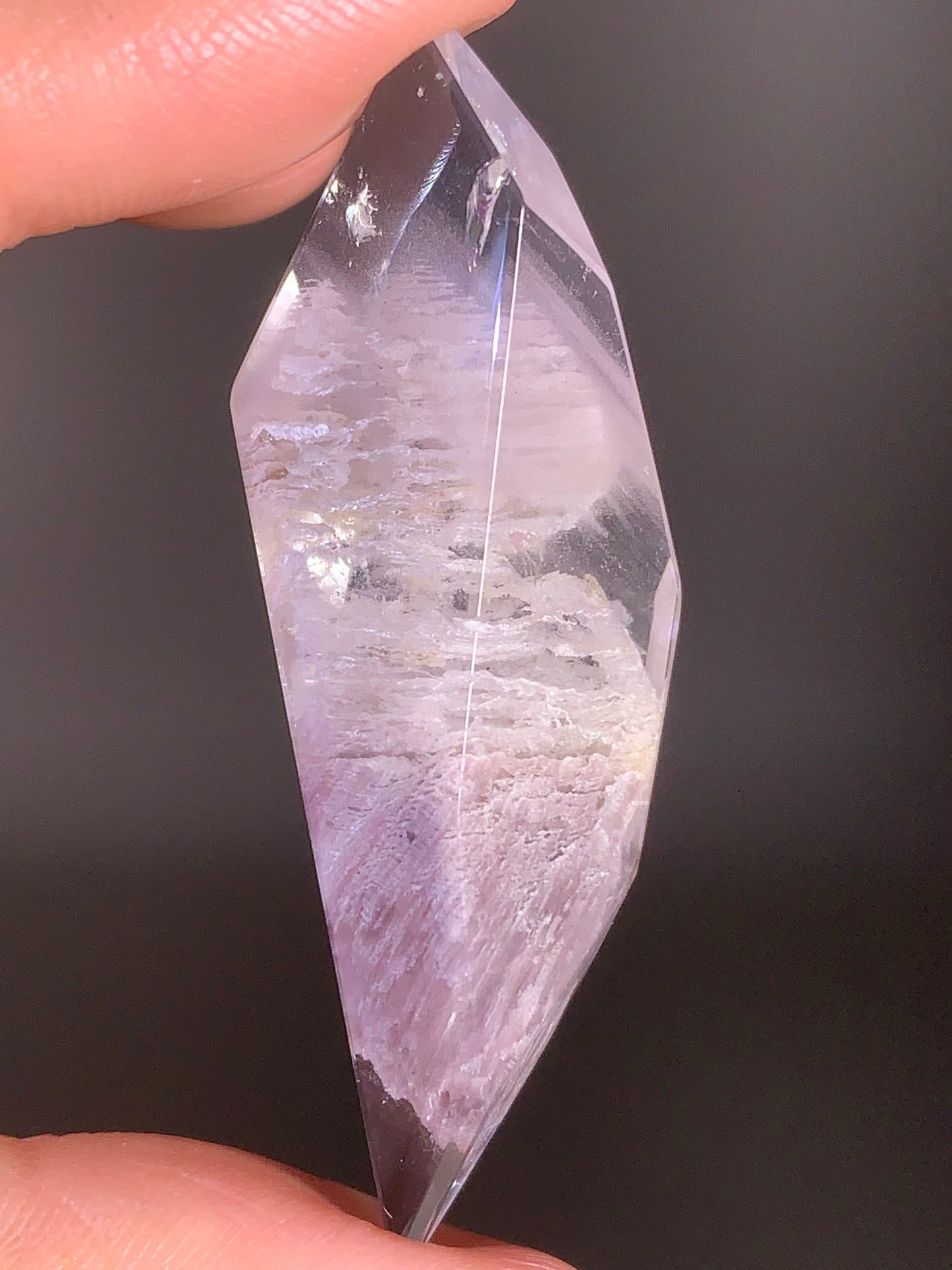 High-Grade Pink Lithium Quartz with Lavender Garden Inclusions Polished Freeform from Brazil