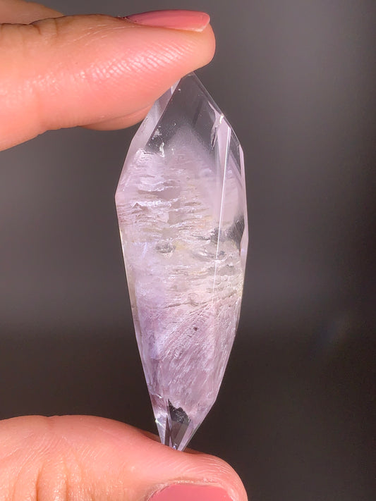 High-Grade Pink Lithium Quartz with Lavender Garden Inclusions Polished Freeform from Brazil
