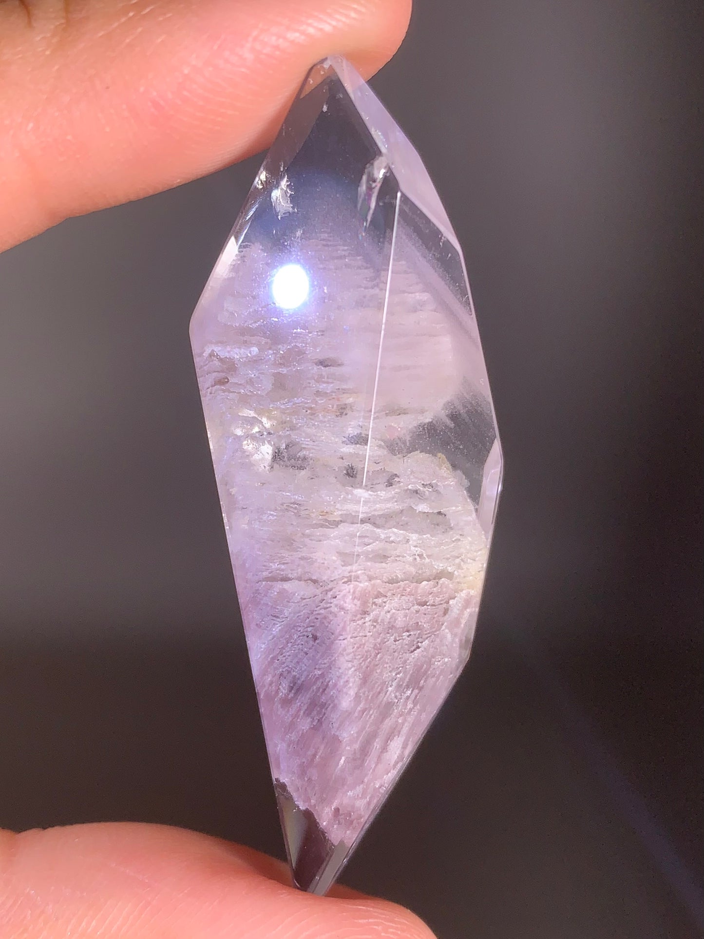 High-Grade Pink Lithium Quartz with Lavender Garden Inclusions Polished Freeform from Brazil