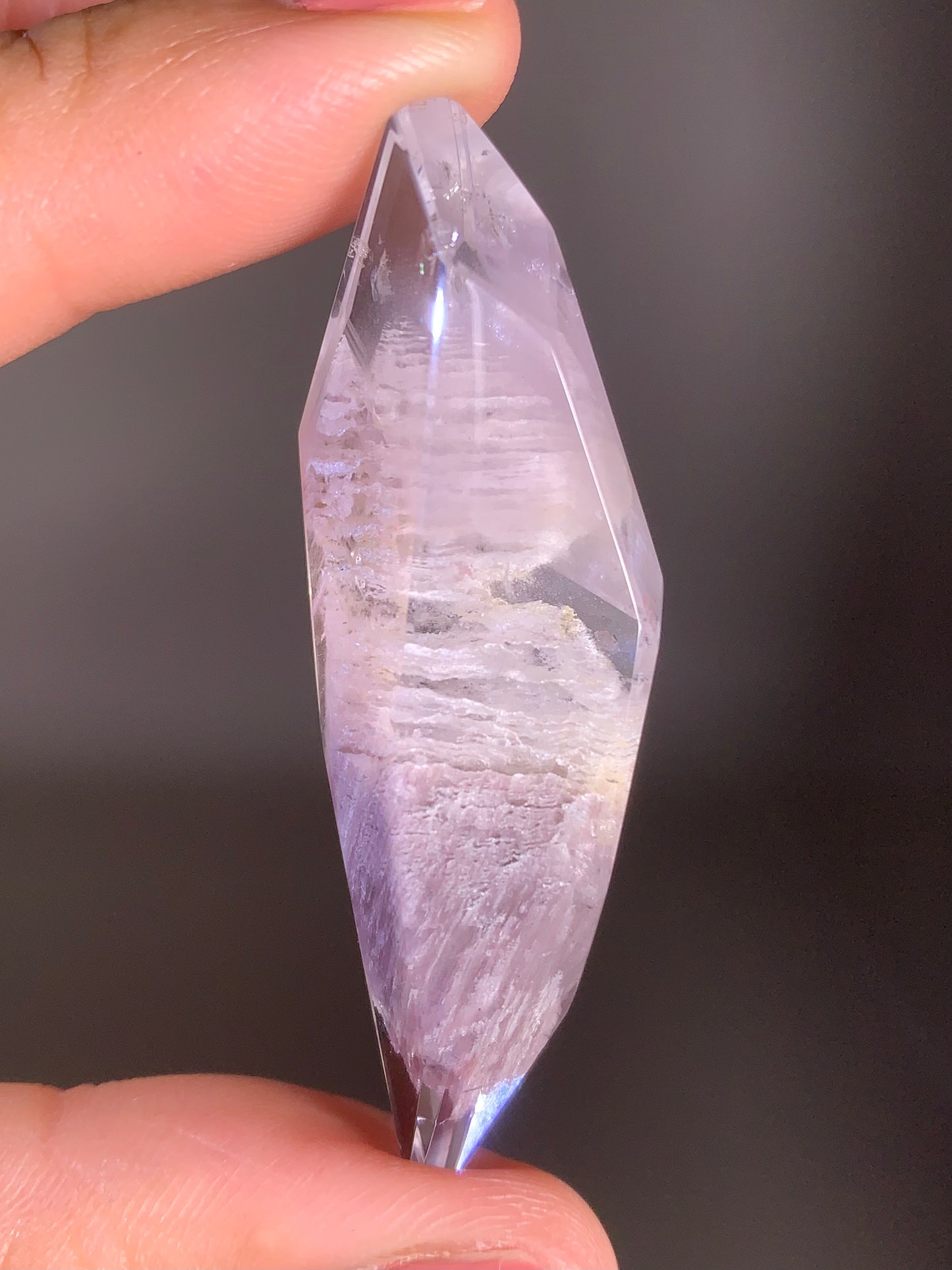 High-Grade Pink Lithium Quartz with Lavender Garden Inclusions Polished Freeform from Brazil