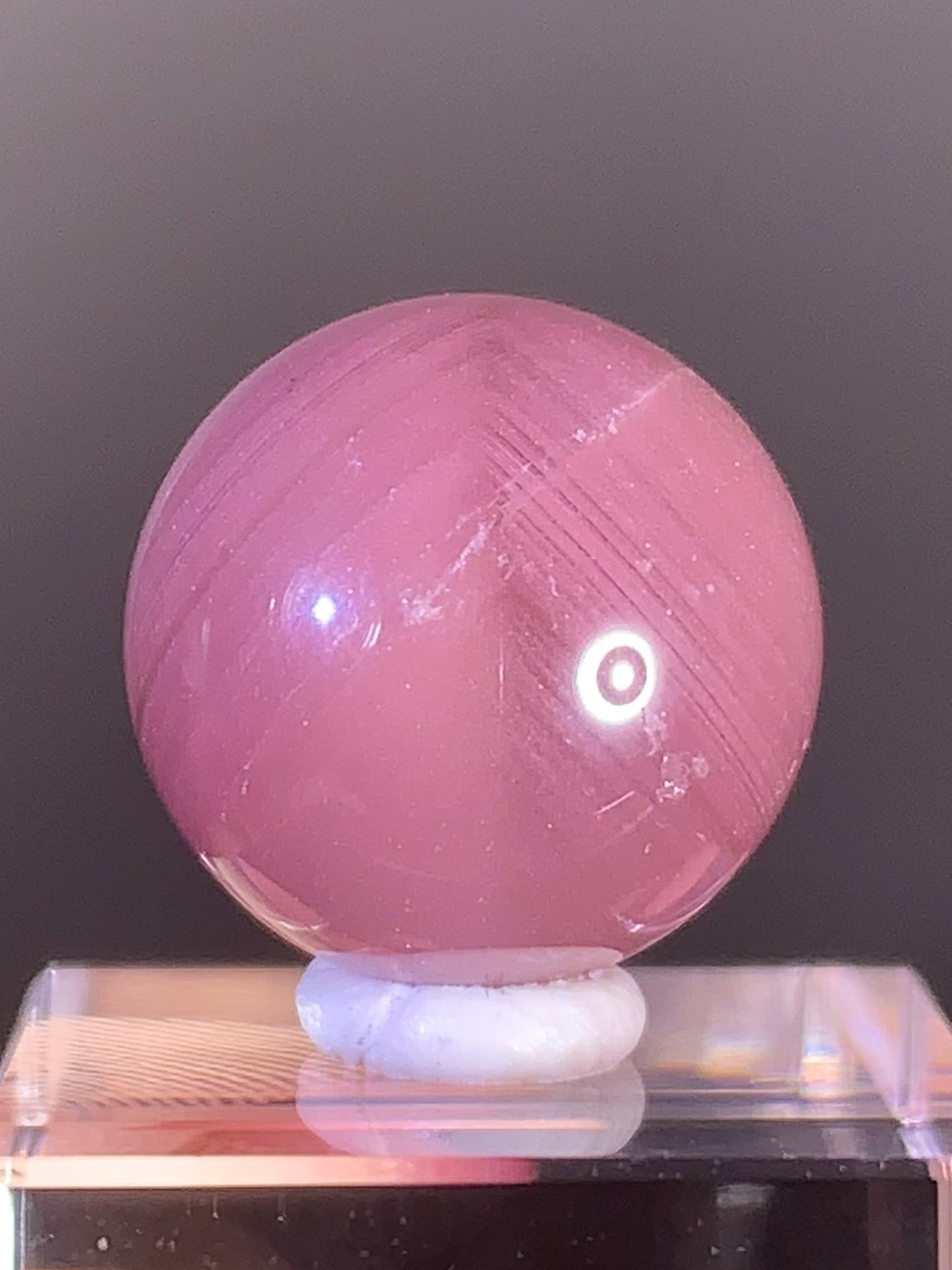 High-Grade Pink Lithium Quartz Sphere from Brazil with Lepidolite Phantom Layers
