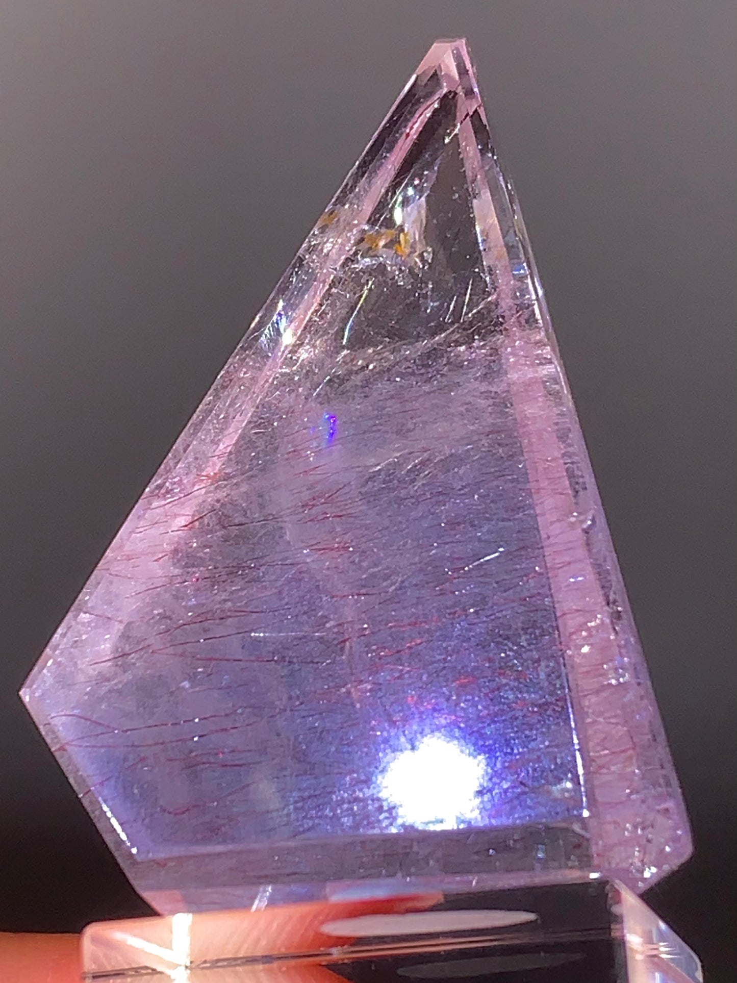 Amethyst with Lepidocrocite & Rutile Inclusions Polished Freeform from Madagascar
