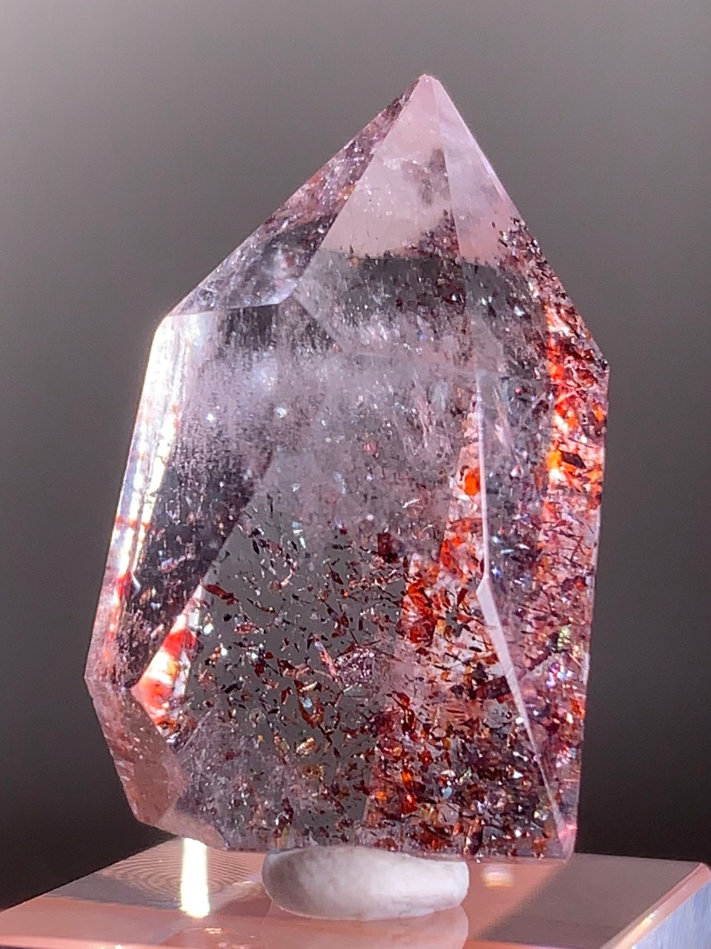 Harlequin Quartz Polished Tower – Gold Strawberry Quartz from Madagascar