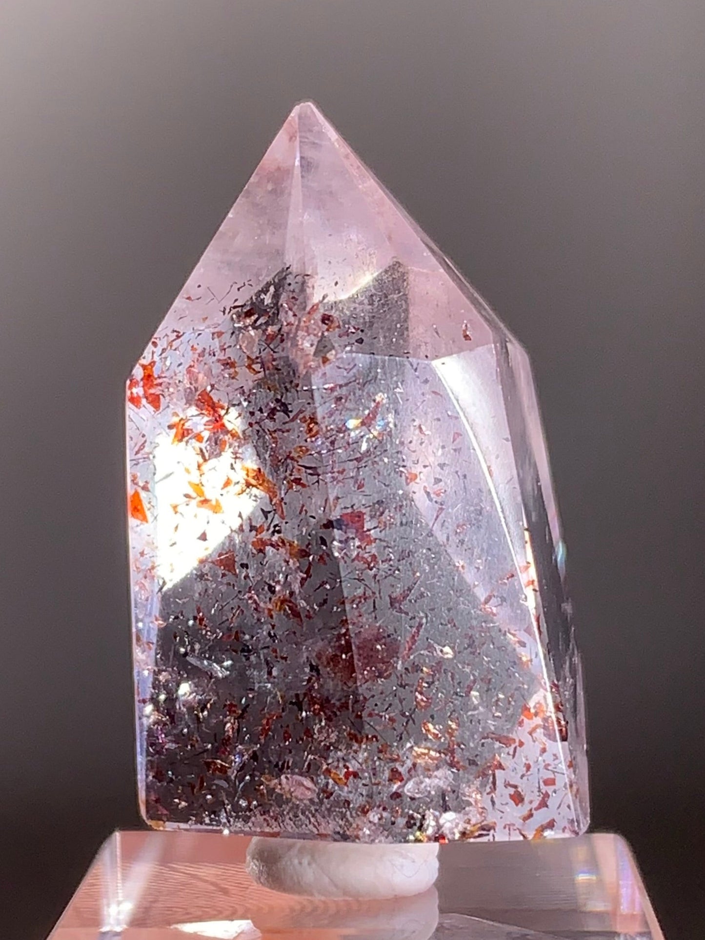Harlequin Quartz Polished Tower – Gold Strawberry Quartz from Madagascar