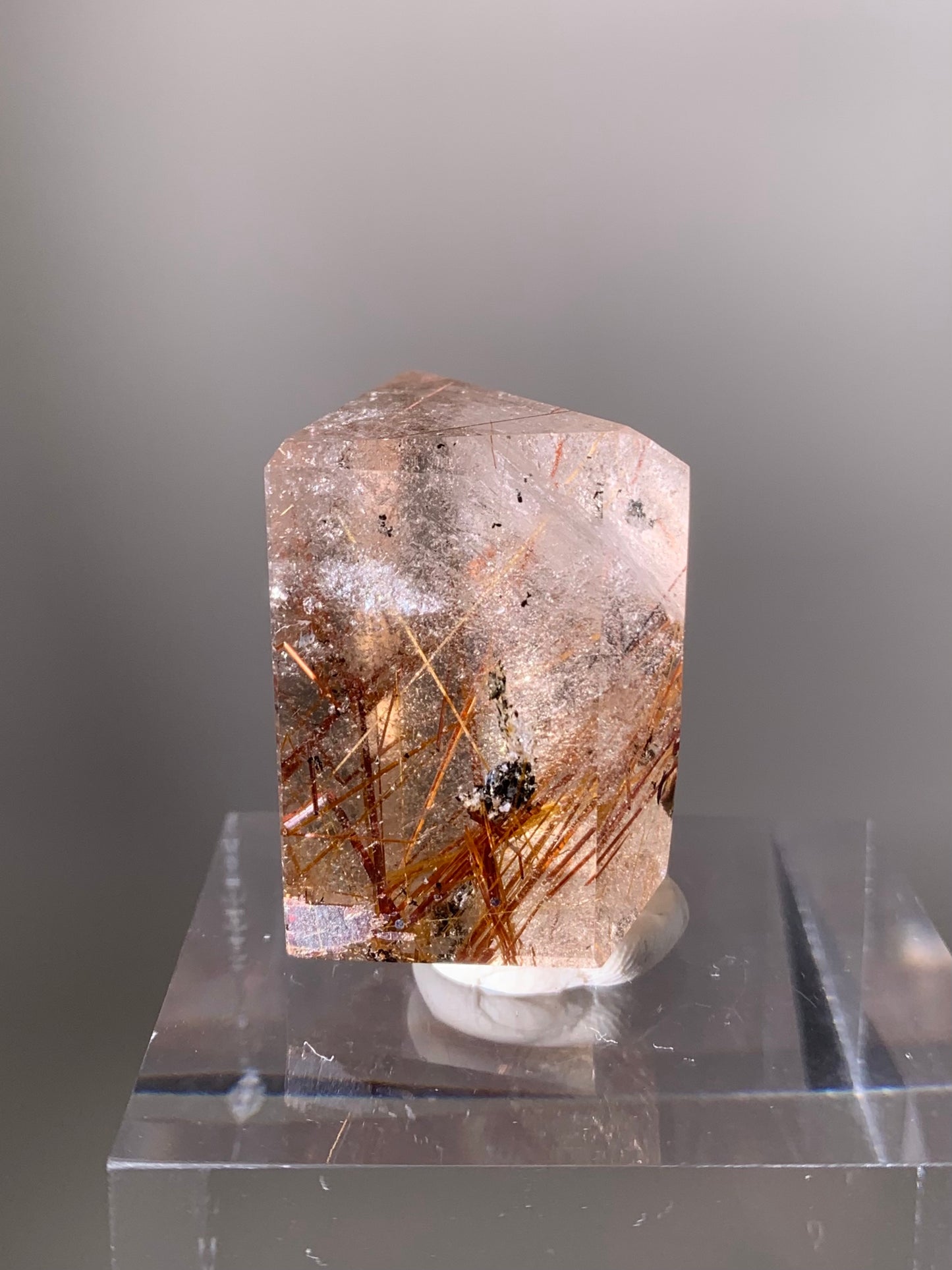 Rare Red & Gold Rutile Quartz With Green Epidote Inclusions Polished Freeform