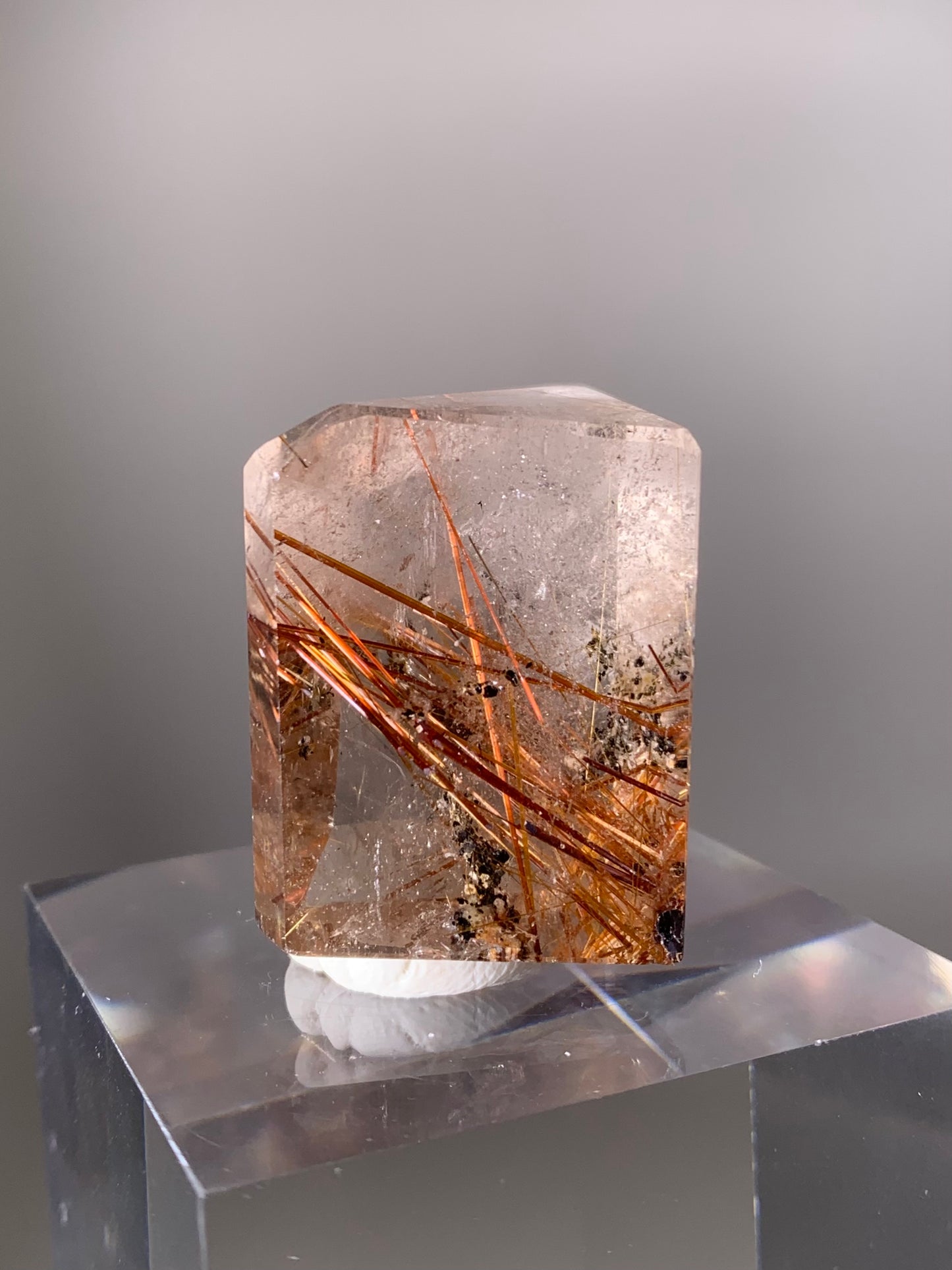 Rare Red & Gold Rutile Quartz With Green Epidote Inclusions Polished Freeform