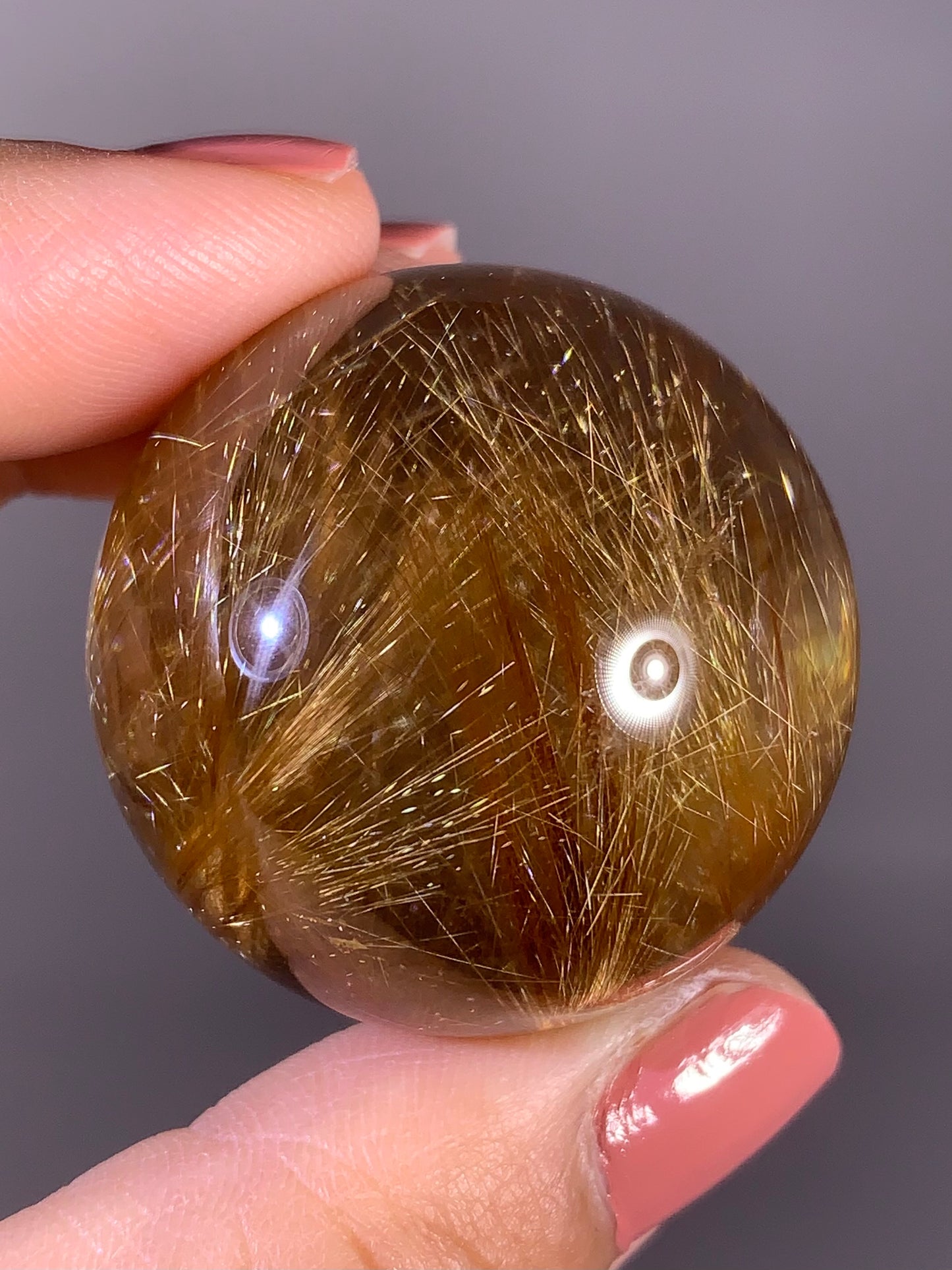Collector’s Grade Novo Horizonte Gold Starburst Rutile Quartz Sphere from Brazil