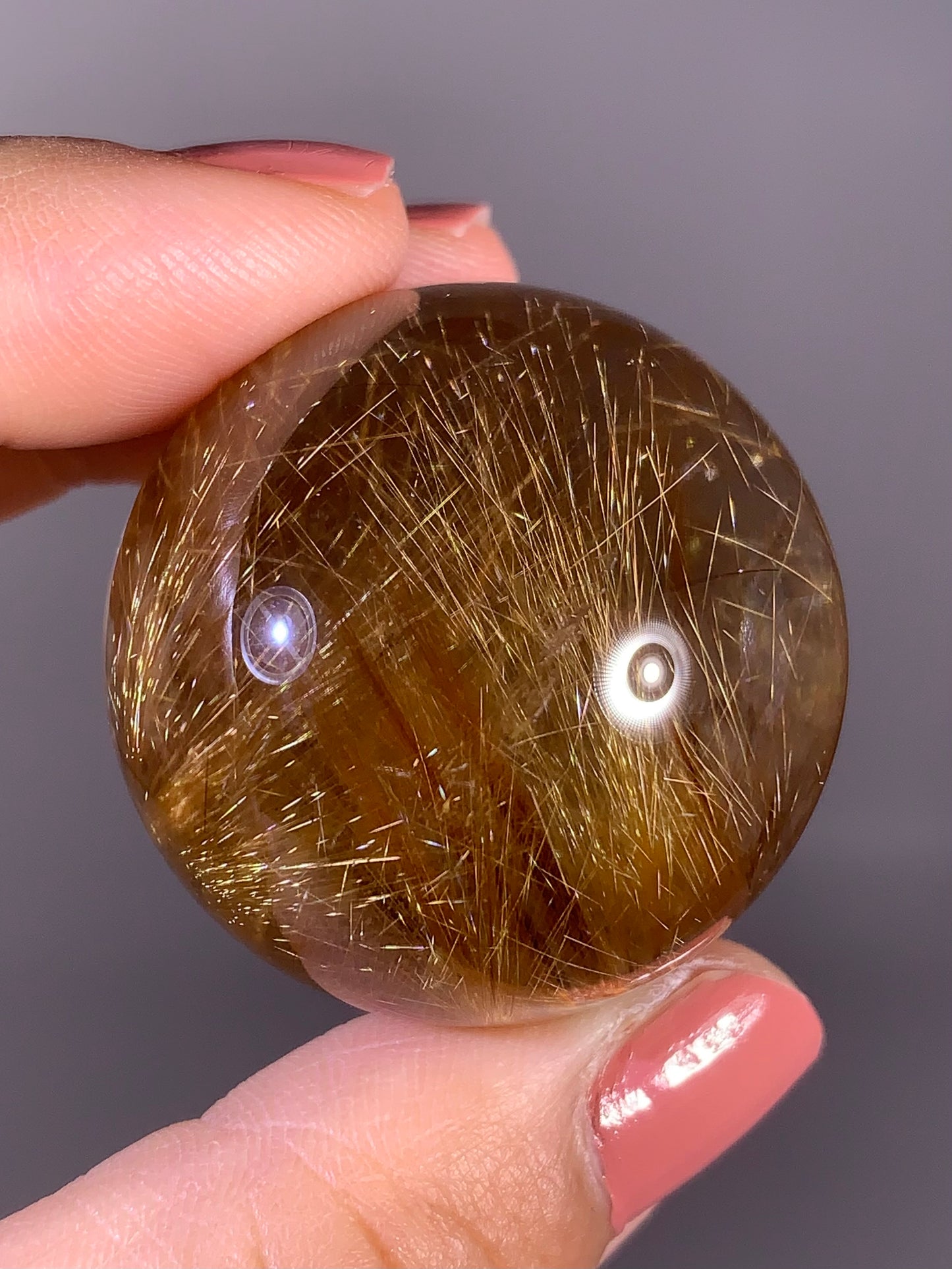 Collector’s Grade Novo Horizonte Gold Starburst Rutile Quartz Sphere from Brazil