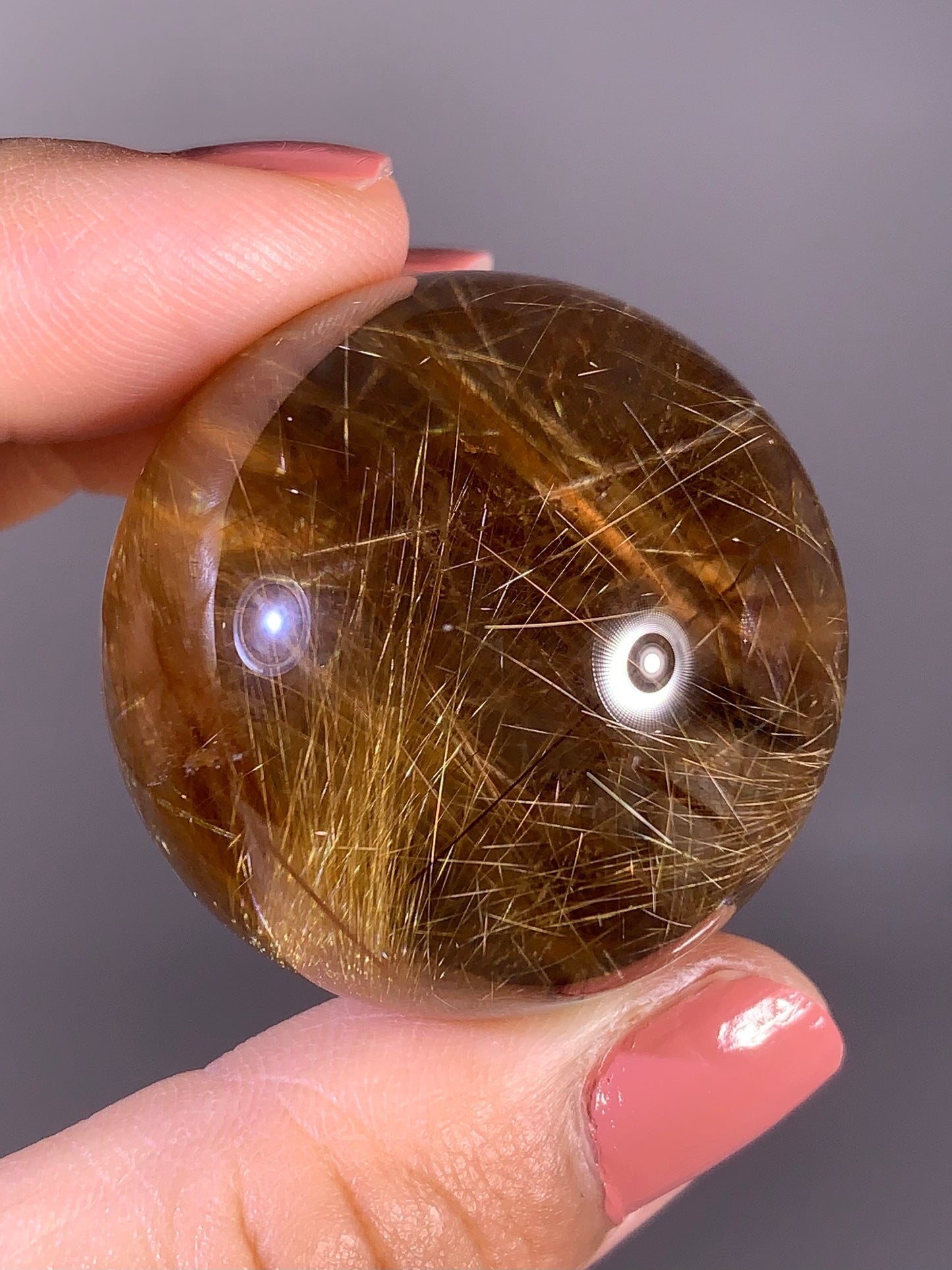 Collector’s Grade Novo Horizonte Gold Starburst Rutile Quartz Sphere from Brazil