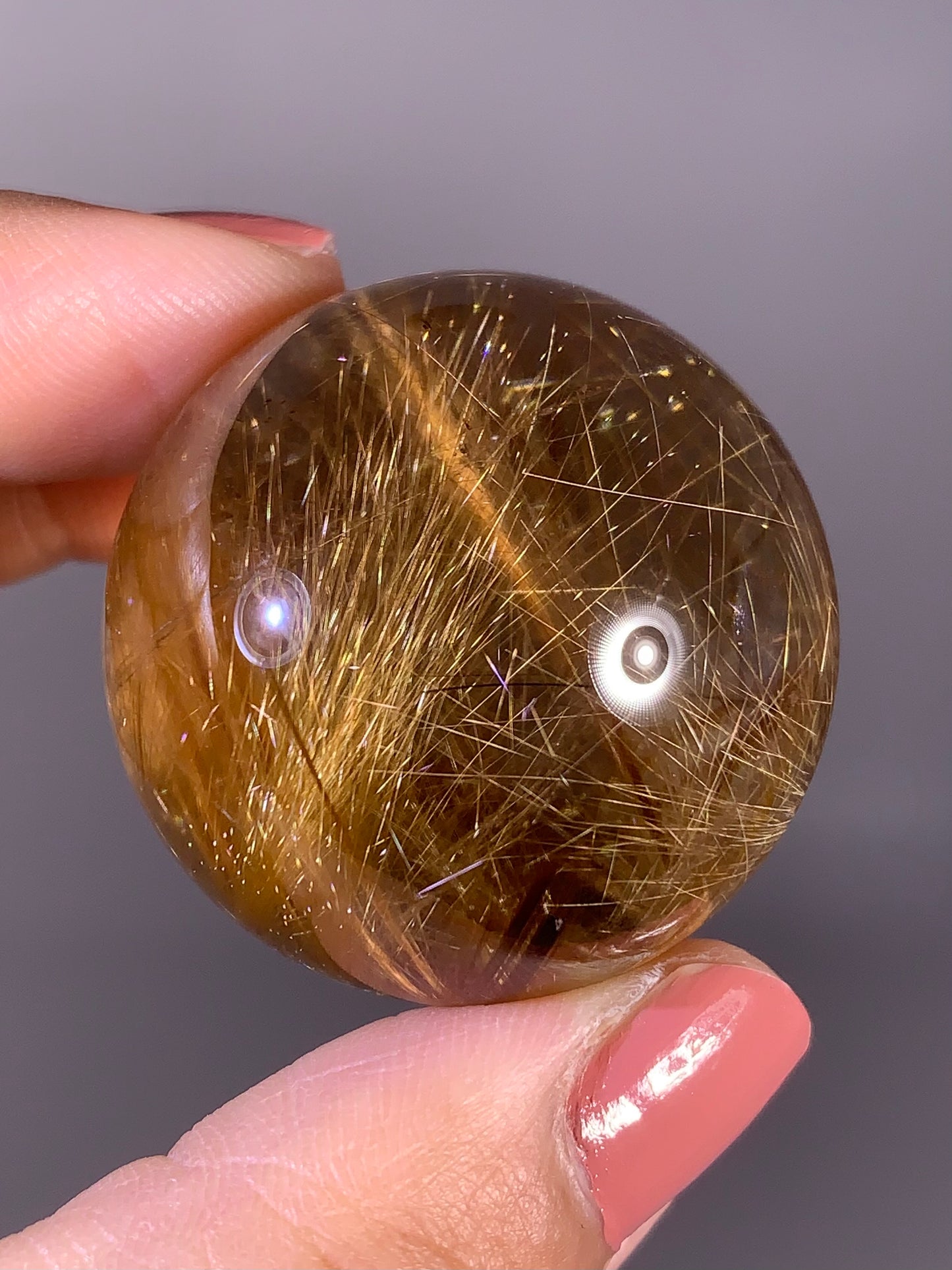 Collector’s Grade Novo Horizonte Gold Starburst Rutile Quartz Sphere from Brazil