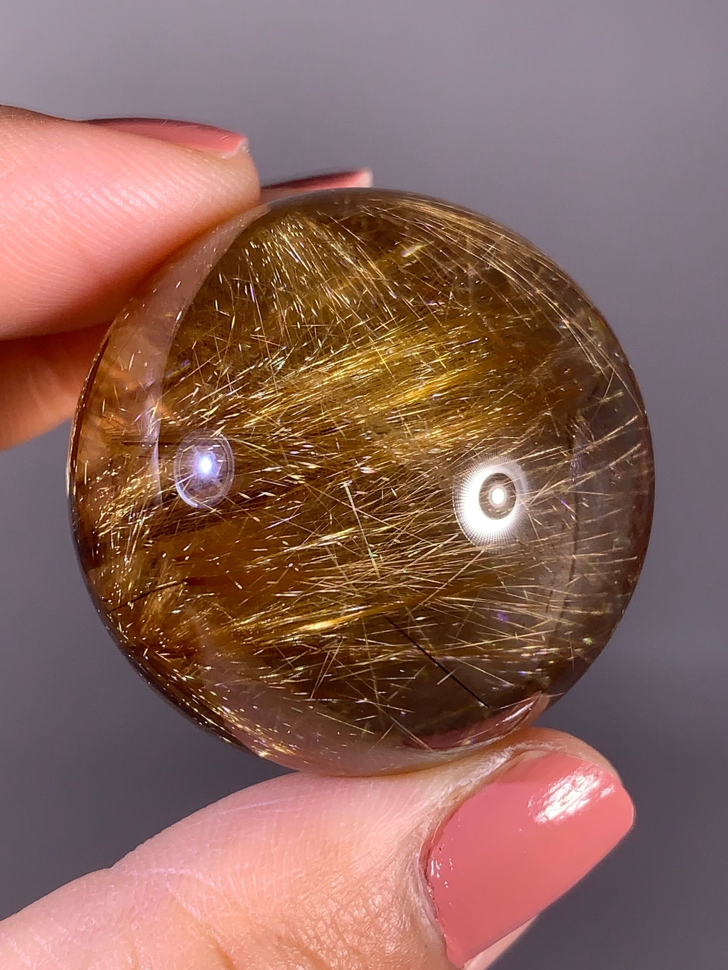 Collector’s Grade Novo Horizonte Gold Starburst Rutile Quartz Sphere from Brazil