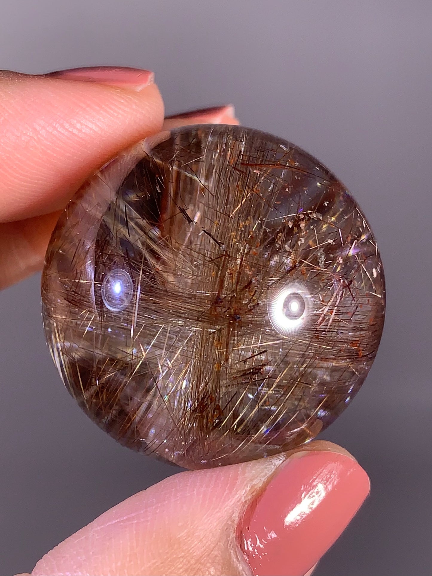 Collector’s Grade Rare Devil Rutile & Red Sagenite Rutile Quartz Sphere with Brick Garden Inclusions – Brazil