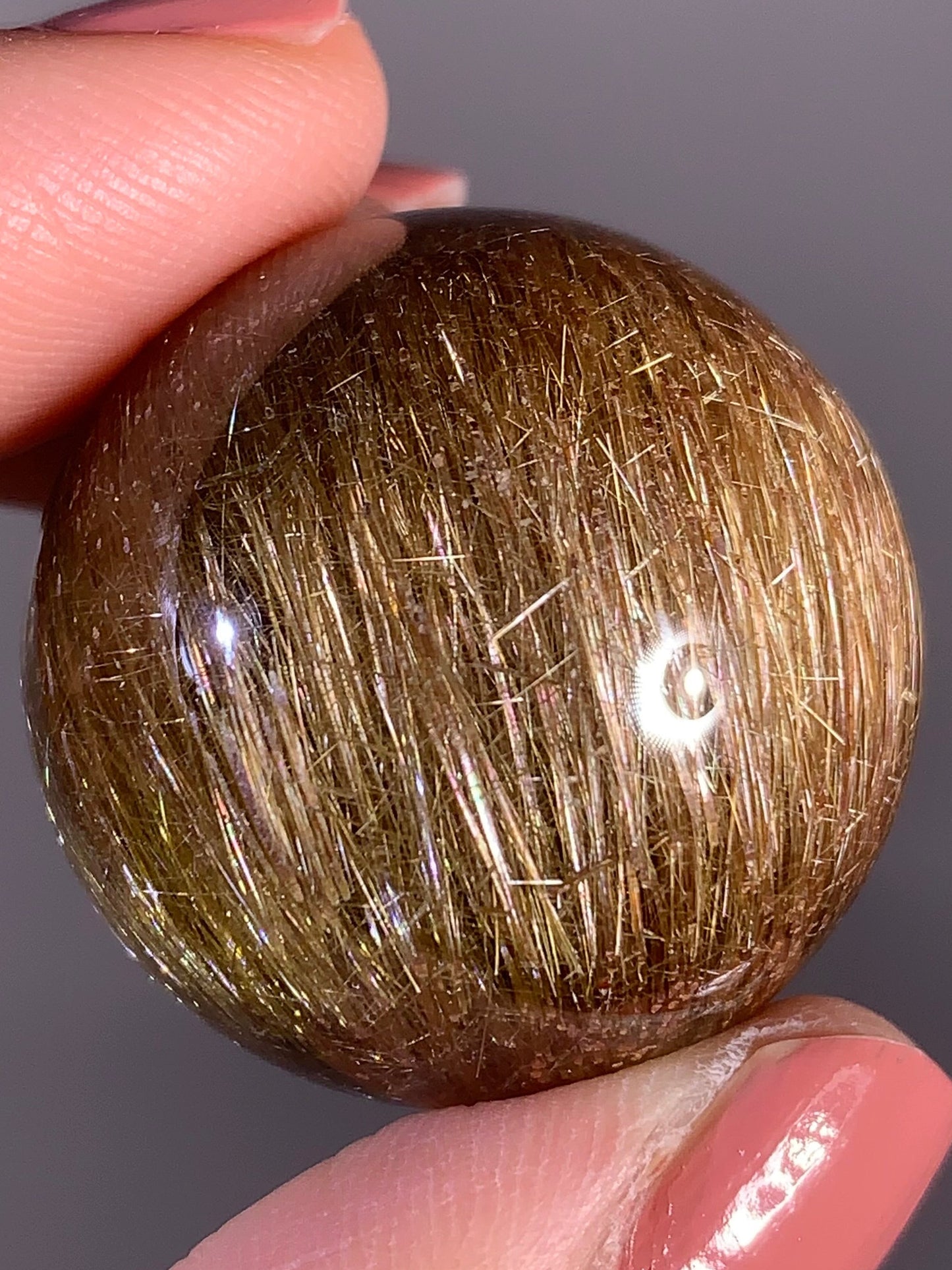 Super Shiny Densely Packed Gold Rutile Quartz Sphere – Brazil