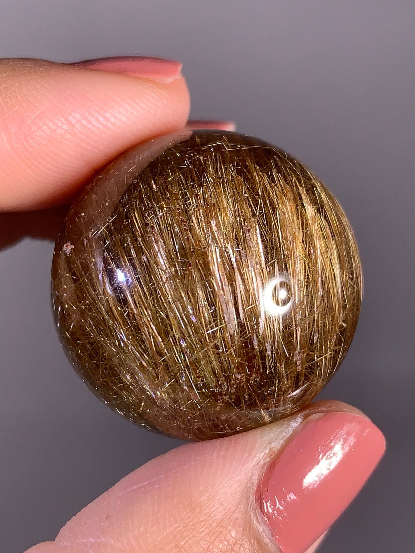 Super Shiny Densely Packed Gold Rutile Quartz Sphere – Brazil