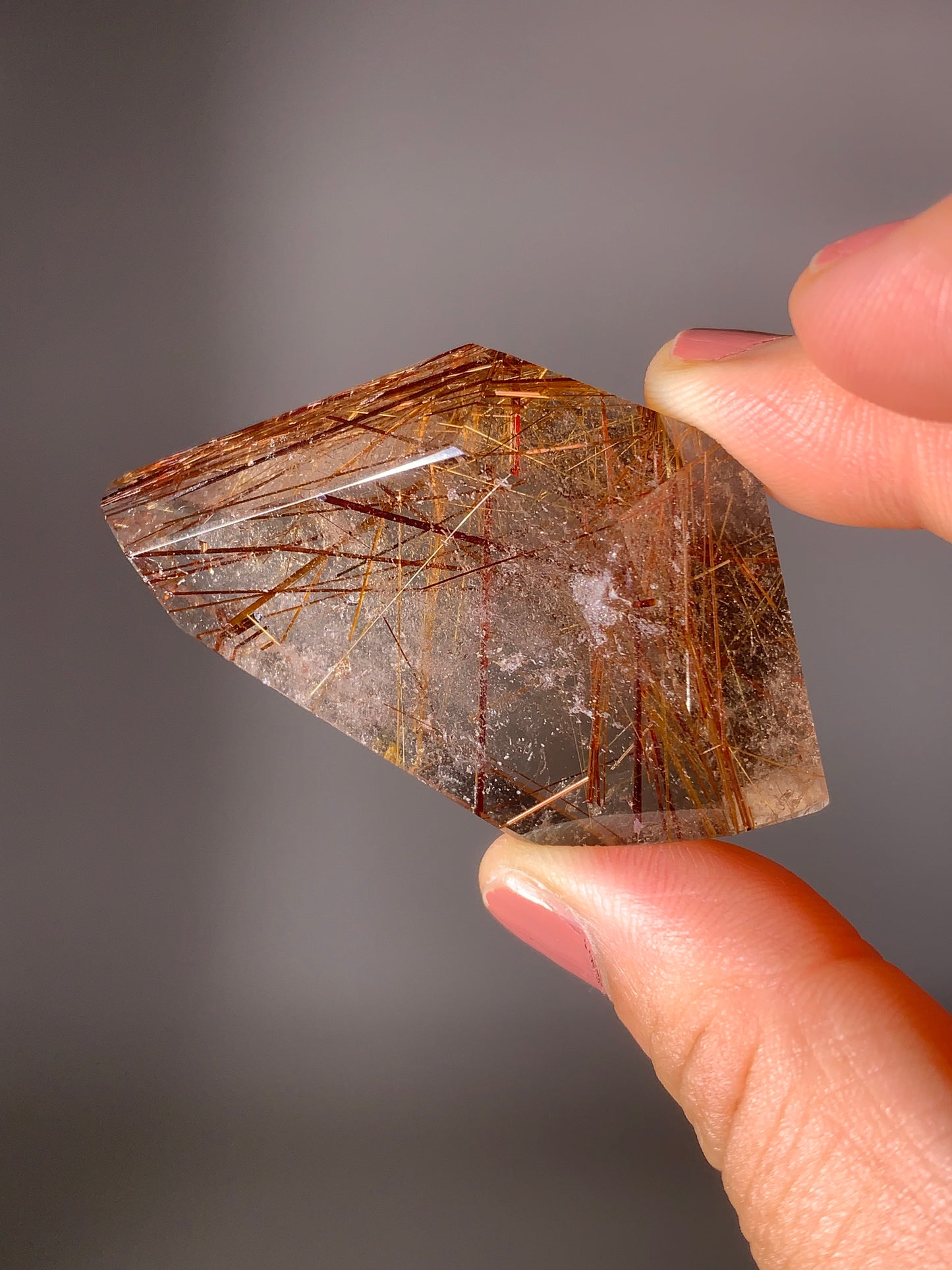 Rare Red & Gold Rutile Quartz Polished Freeform